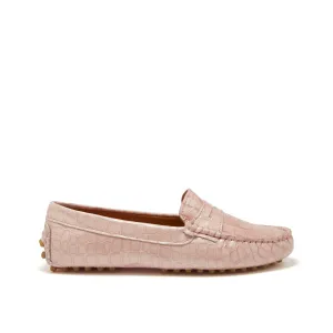 Women's Penny Driving Loafers, powder pink print patent leather Sport Casual