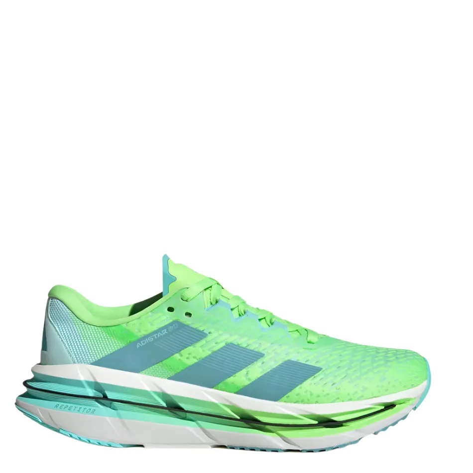 Responsive foam high - top footwear Adidas Men's Adistar BYD Running Shoes in Lime Burst/Mint Ton/Flash Aqua AW25