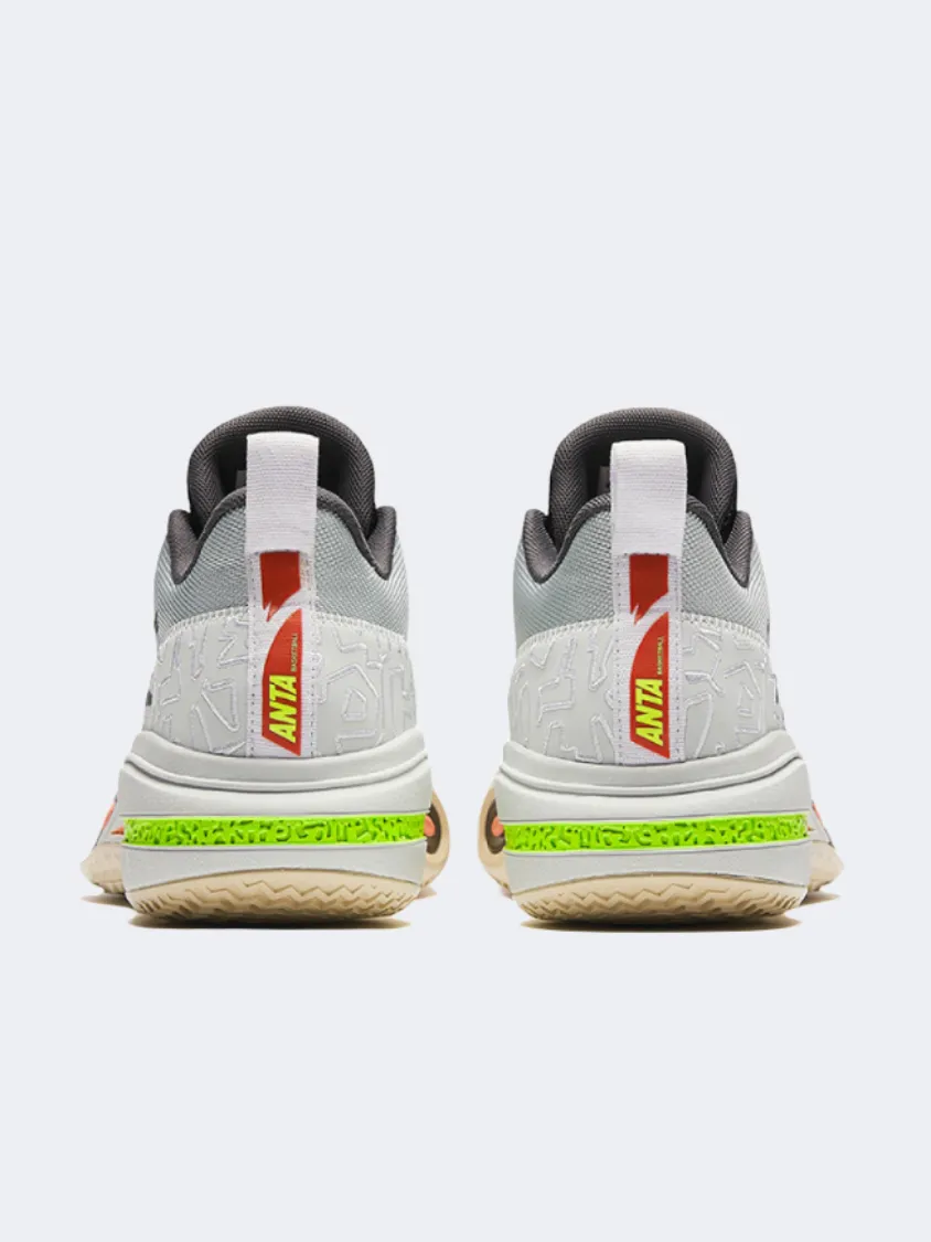 Jump Cushioning Midsole Stability Technology Anta Attack 1 Men Basketball Shoes White/Grey/Black