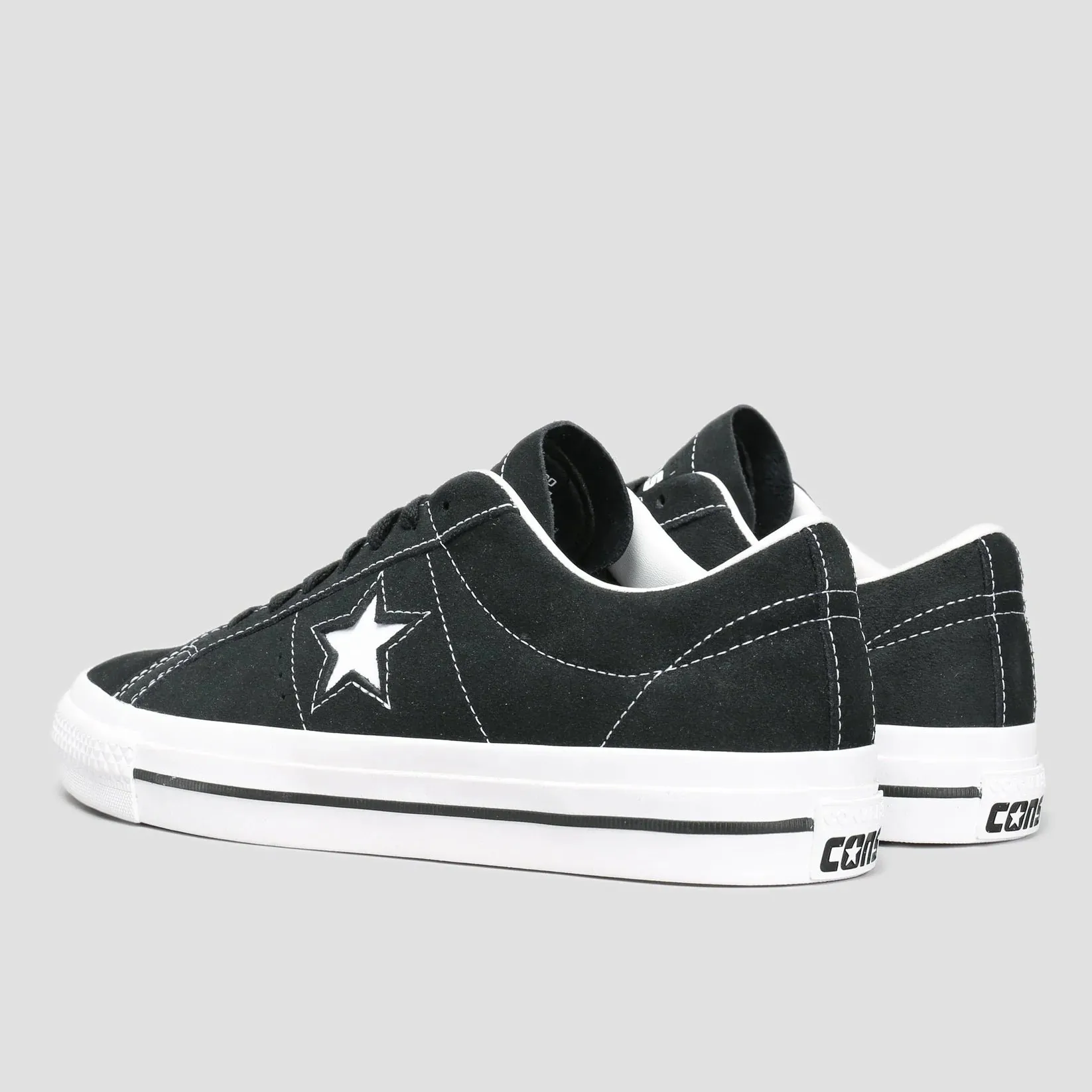 Converse CONS One Star Pro Ox Skateboarding Shoes - Black / White Foot Power lace up closure