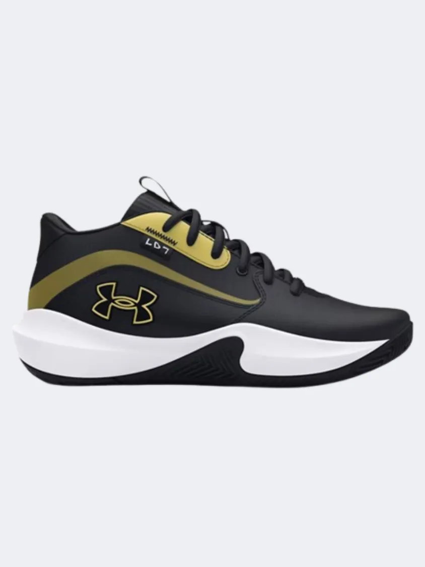 Rough Ground Torsion Plate Technology Under Armour Lockdown 7 Gs-Boys Basketball Shoes Black/Metallic Gold