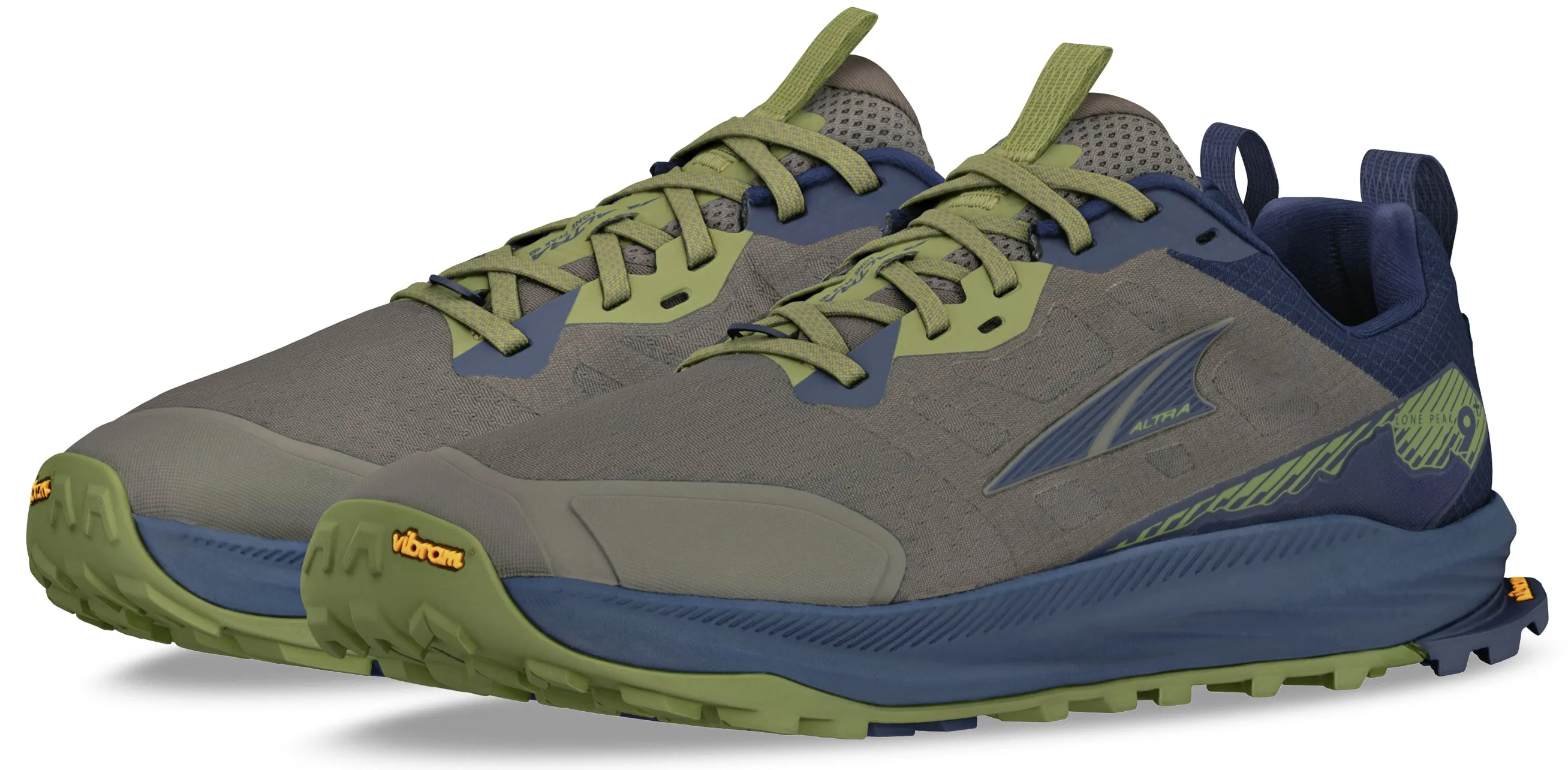 Altra Lone Peak 9  Mens Trail Running Shoes - Green Quick Flow