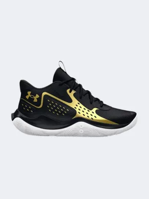 Contoured Footbed Design Under Armour Jet 23 Unisex Basketball Shoes Black/Metallic Gold