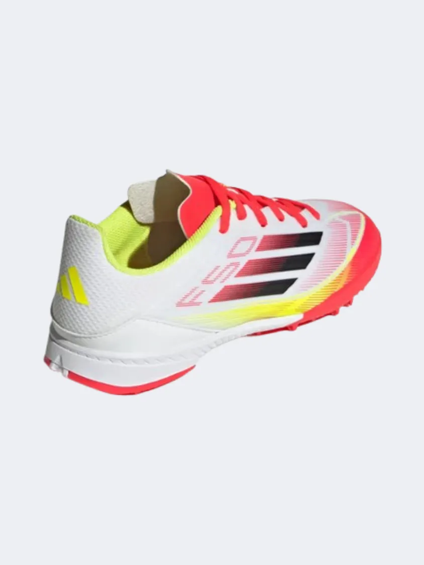 Pressure Comfort Adidas F50 League Tf Kids Football Shoes White/Black/Yellow