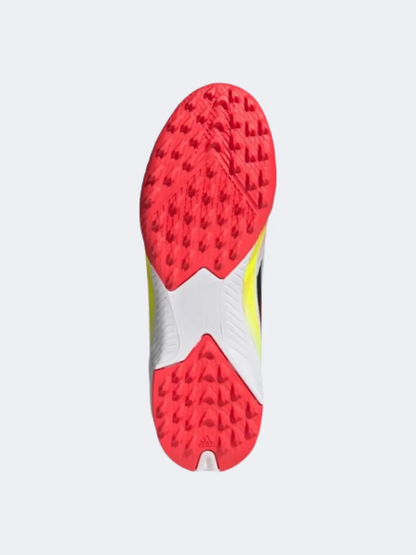 Adidas F50 League Tf Kids Football Shoes White/Black/Yellow Lateral Flex Endurance Match