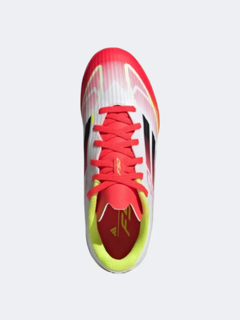 Contoured Footbed Adidas F50 League Tf Kids Football Shoes White/Black/Yellow