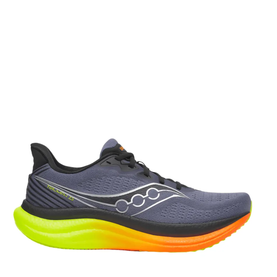 Saucony Men's Triumph 23 Running Shoes in Shadow/Vizi AW25 running in clean tracks shoes