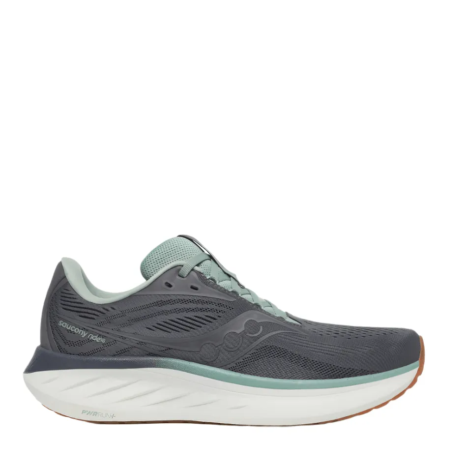 anti - odor - design shoes Saucony Men's Ride 18 Running Shoes in Carbon/Iceberg AW25