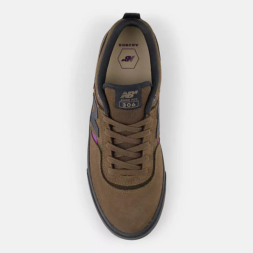 New Balance Numeric 306 Jamie Foy Skateboard Shoe - Brown With Purple Stretchable