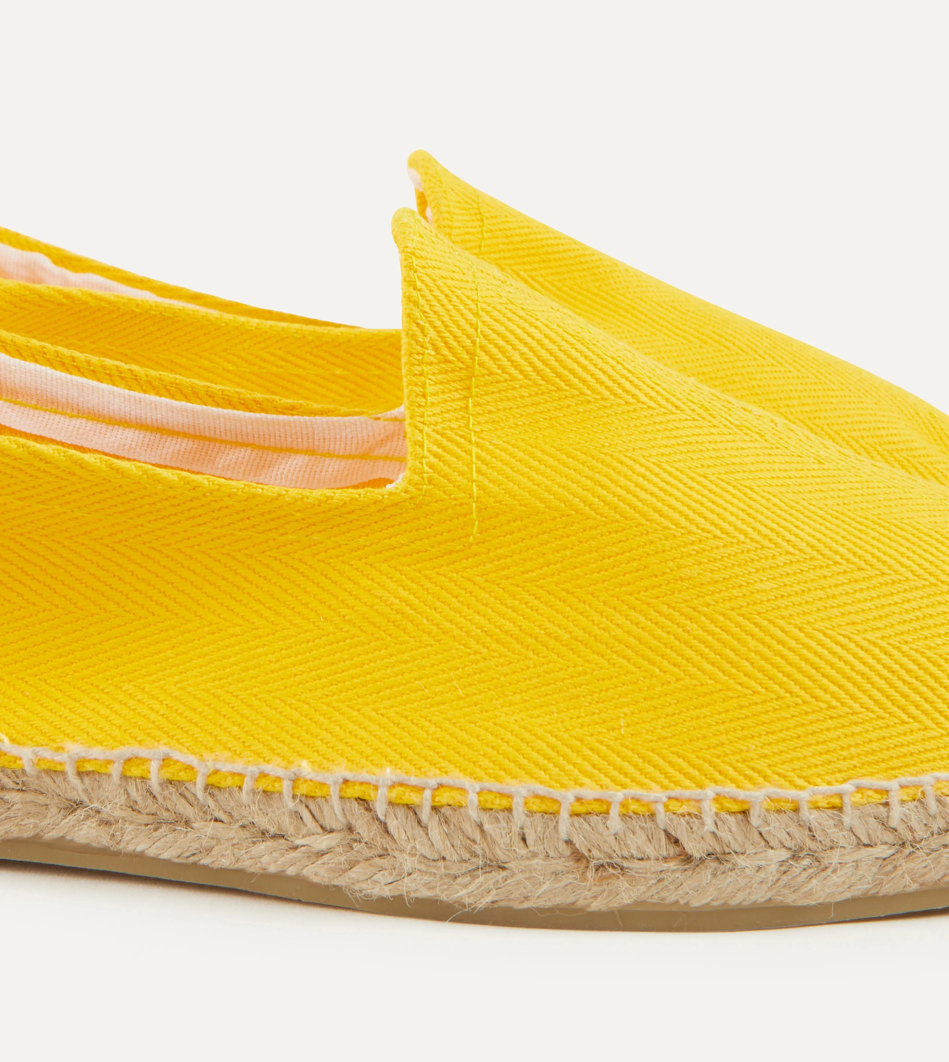 Daily Chill Supportive Core Fitness Training Yellow Herringbone Cotton Espadrilles