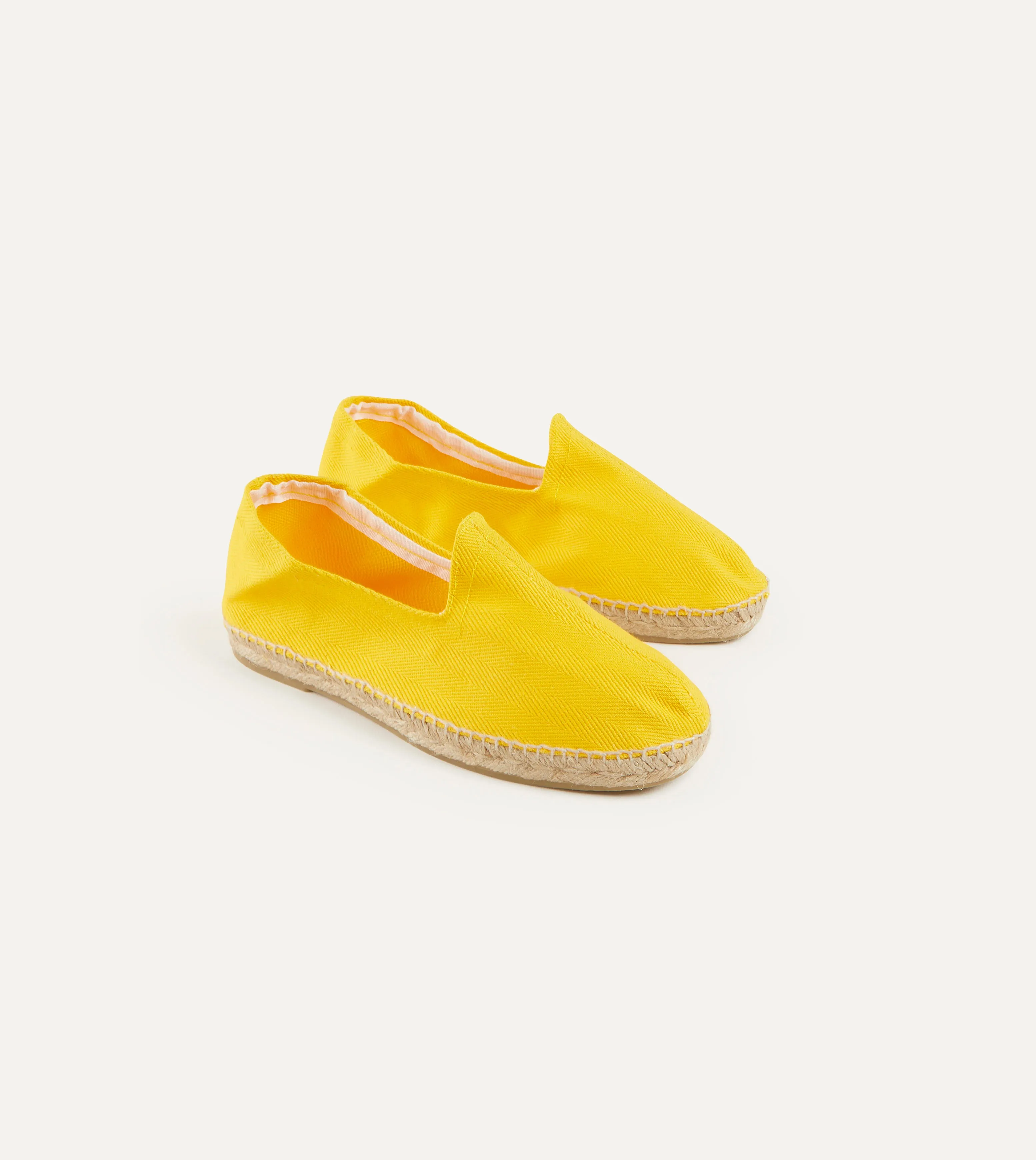 Buckle Fit Yellow Herringbone Cotton Espadrilles