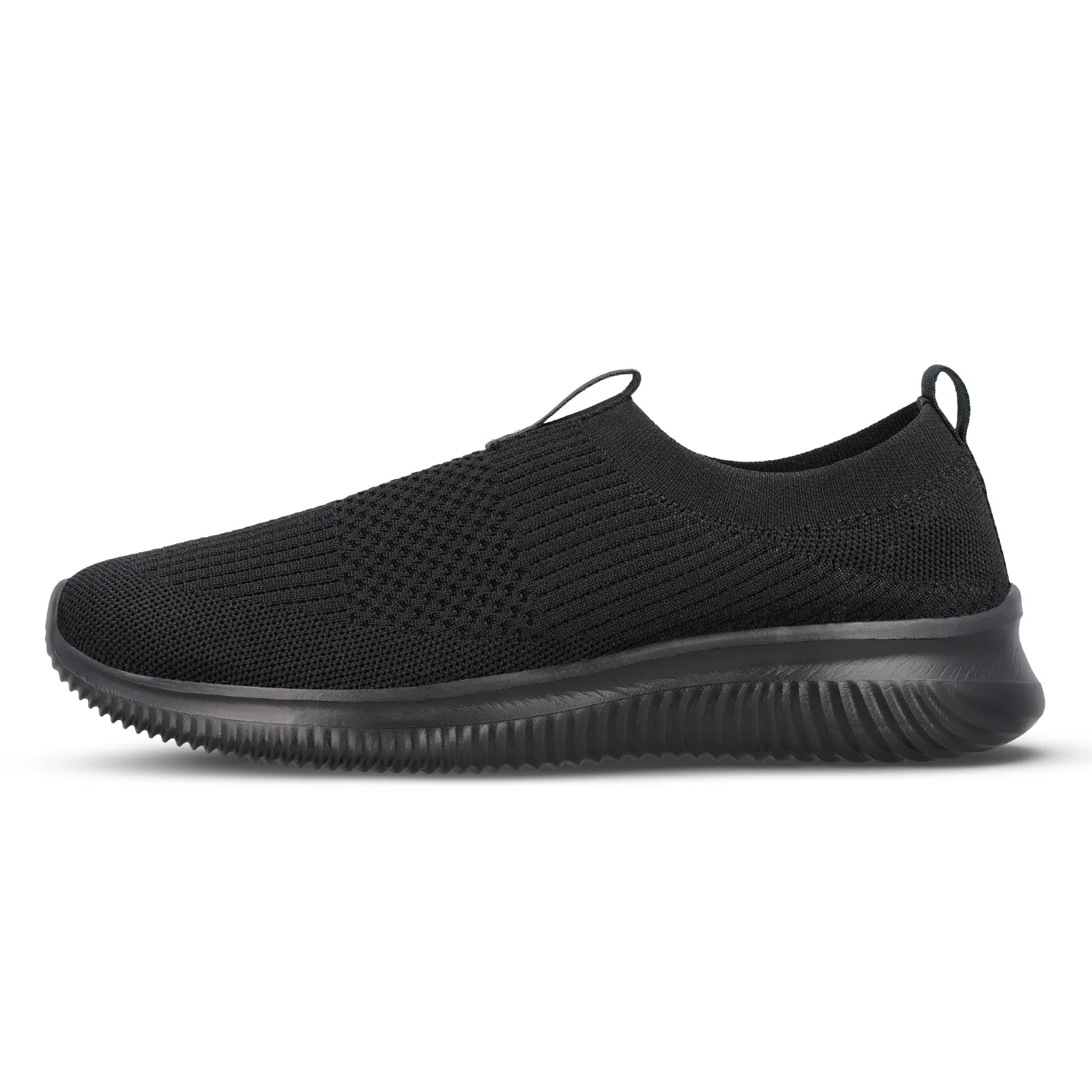 Slip Ready Low Maintenance Men`s Slip-on Walking Shoes - WS9551 Black Black