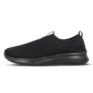 Slip Ready Low Maintenance Men`s Slip-on Walking Shoes - WS9551 Black Black
