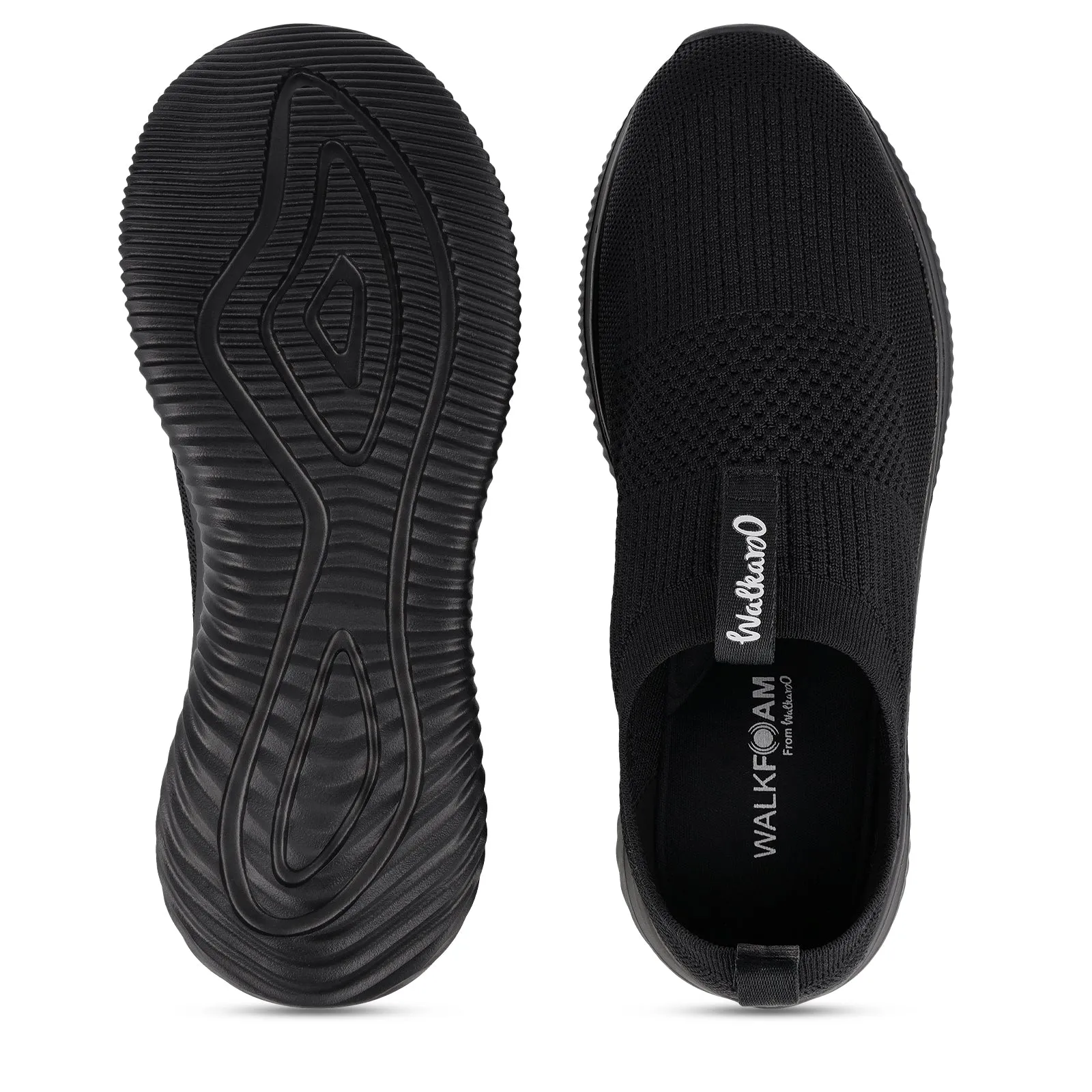 Men`s Slip-on Walking Shoes - WS9551 Black Black Soft Step Flexible Build
