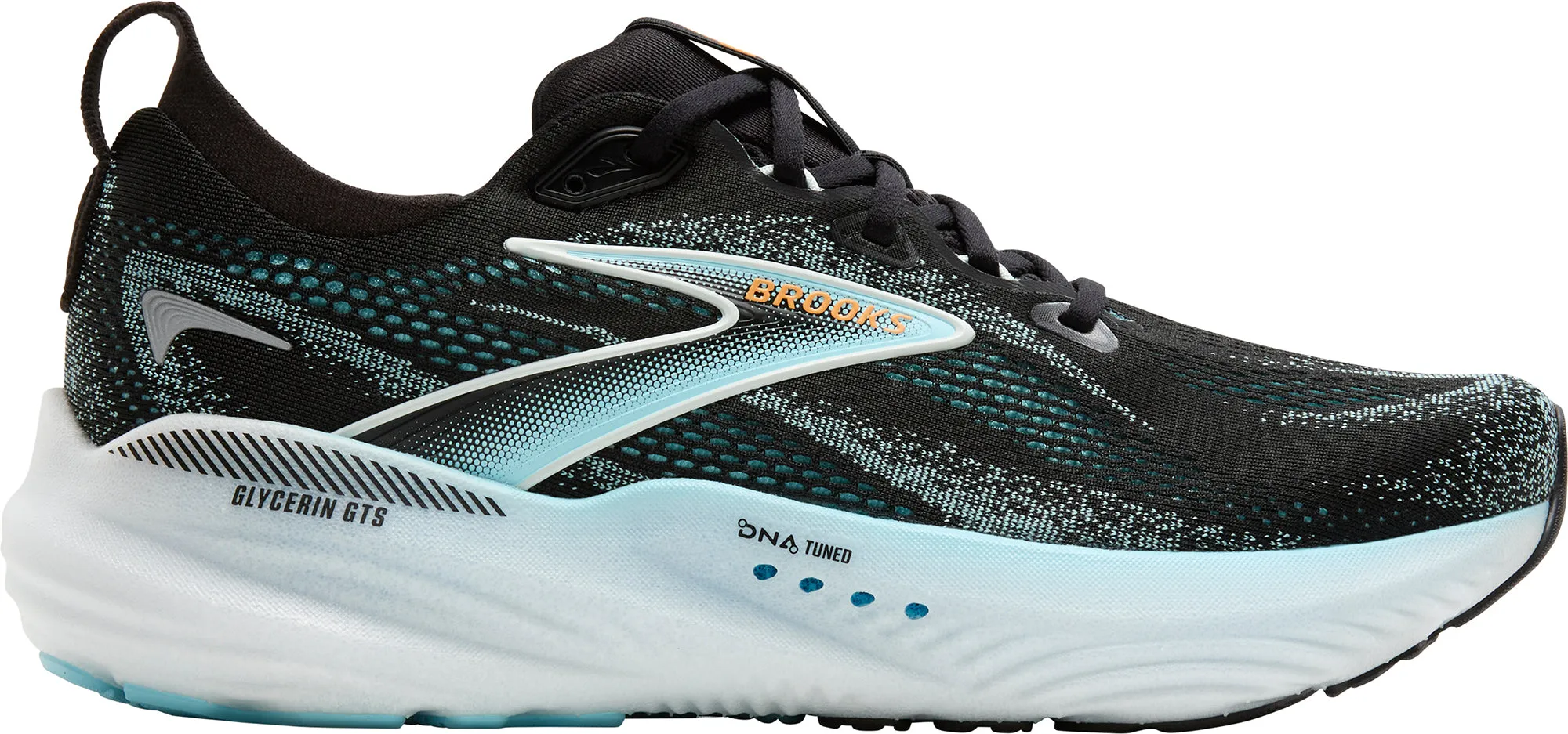 Brooks Glycerin GTS 22 Mens Running Shoes - Black Neutral Glow Comfort Run