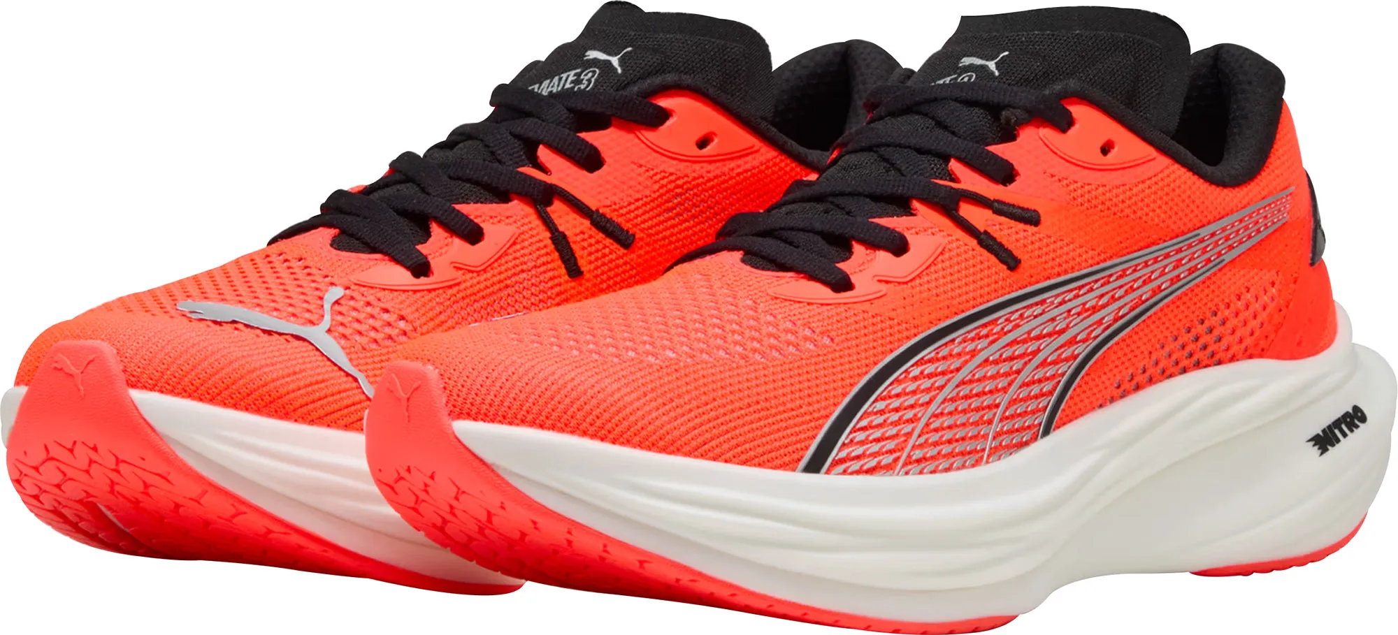 Slip Resistant All Weather Trend Glow Puma Deviate Nitro 3 Mens Running Shoes - Red
