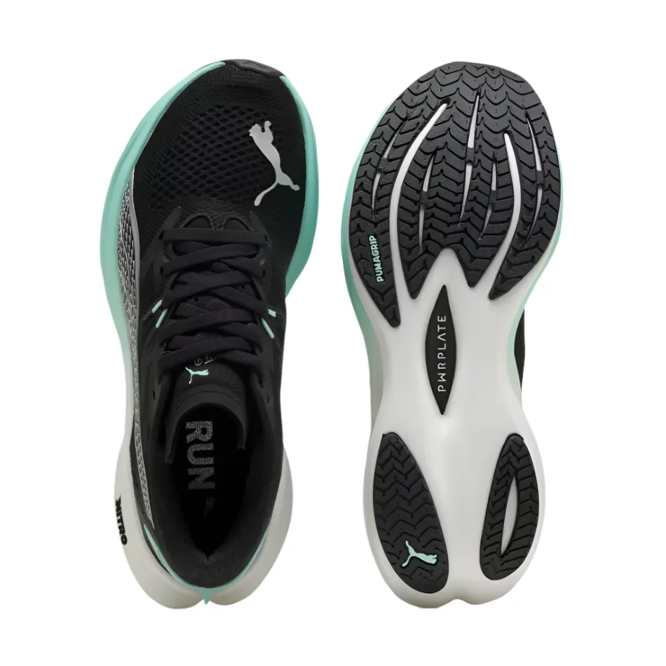 Mental health amateur - use shoes PUMA Women's Deviate NITRO 3 Running Shoes in PUMA Black/Mint Melt AW25