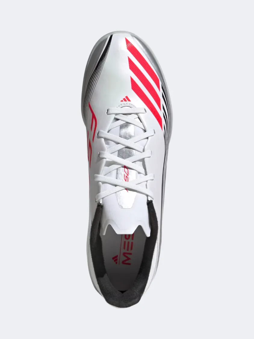 Lace Support Adidas F50 Messi League Turf Men Football Shoes White/Red/Silver
