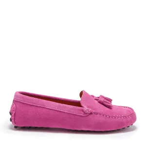 Women's Tasselled Driving Loafers, pink suede Travel Shoes