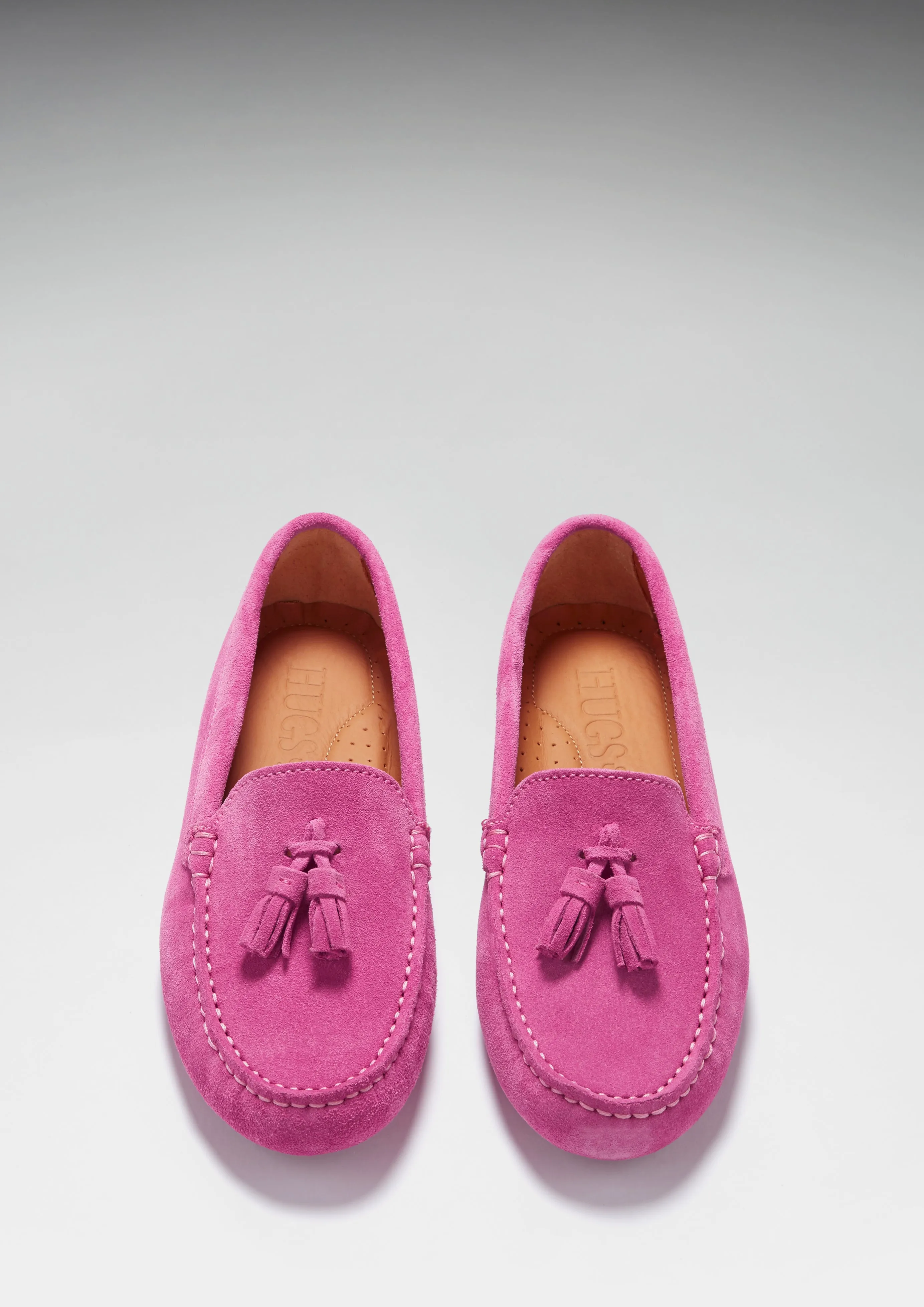 Plus Fit Women's Tasselled Driving Loafers, pink suede