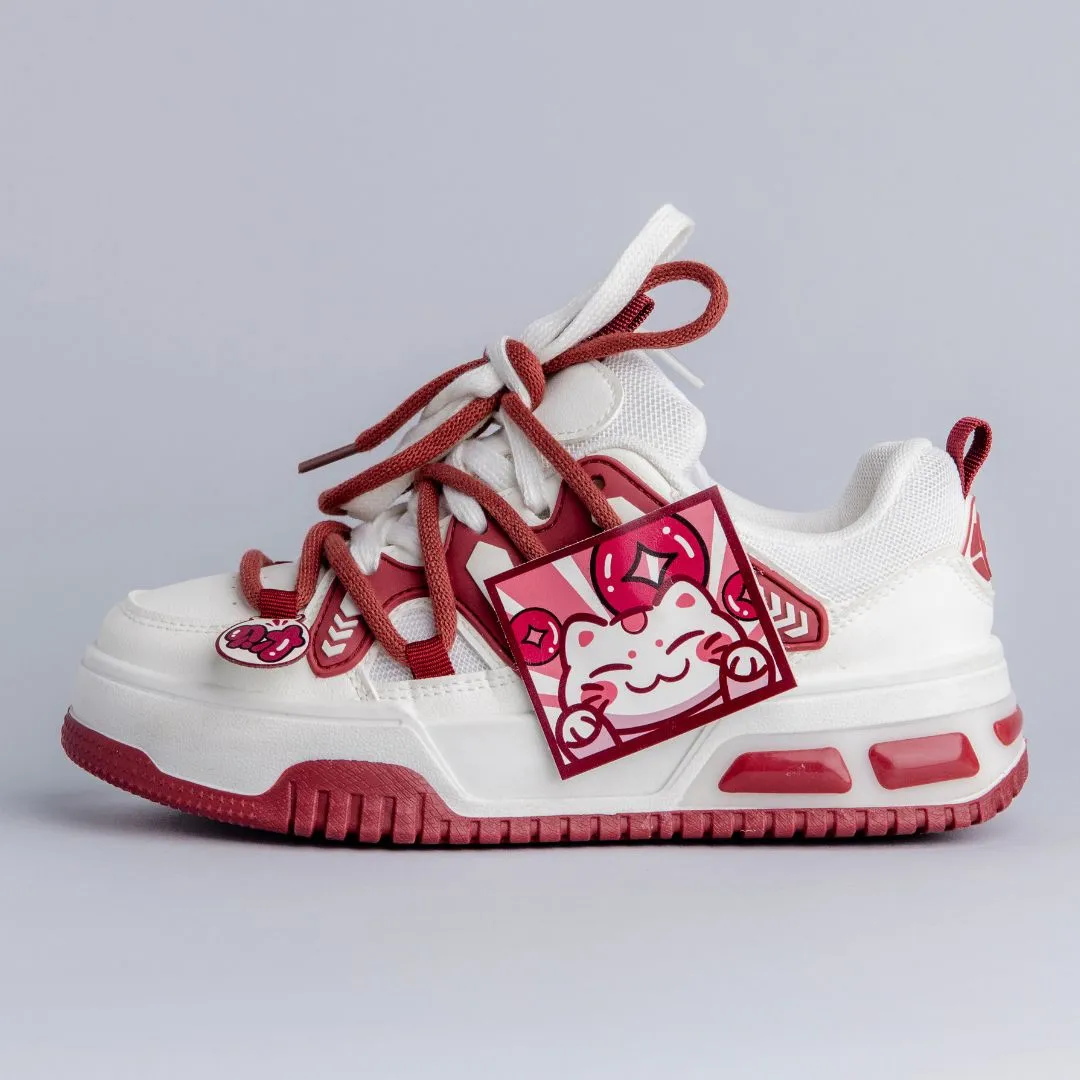 Lunar New Year Chubby Kitty Chunky Casual Sneakers - Unisex Shock Absorbing Padding Lateral Support