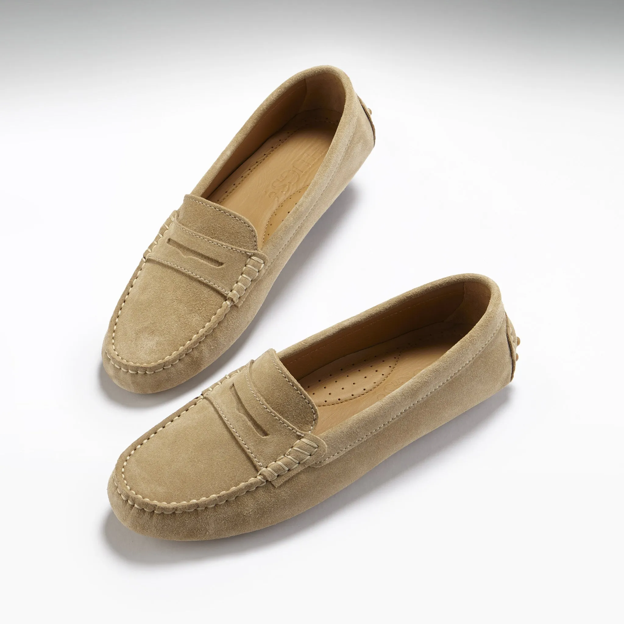 Season Style Women's Penny Driving Loafers, taupe suede