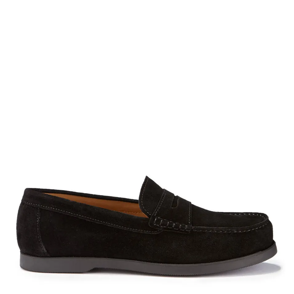 Comfortable Shoes Fashionable Look Boat Loafers, black suede