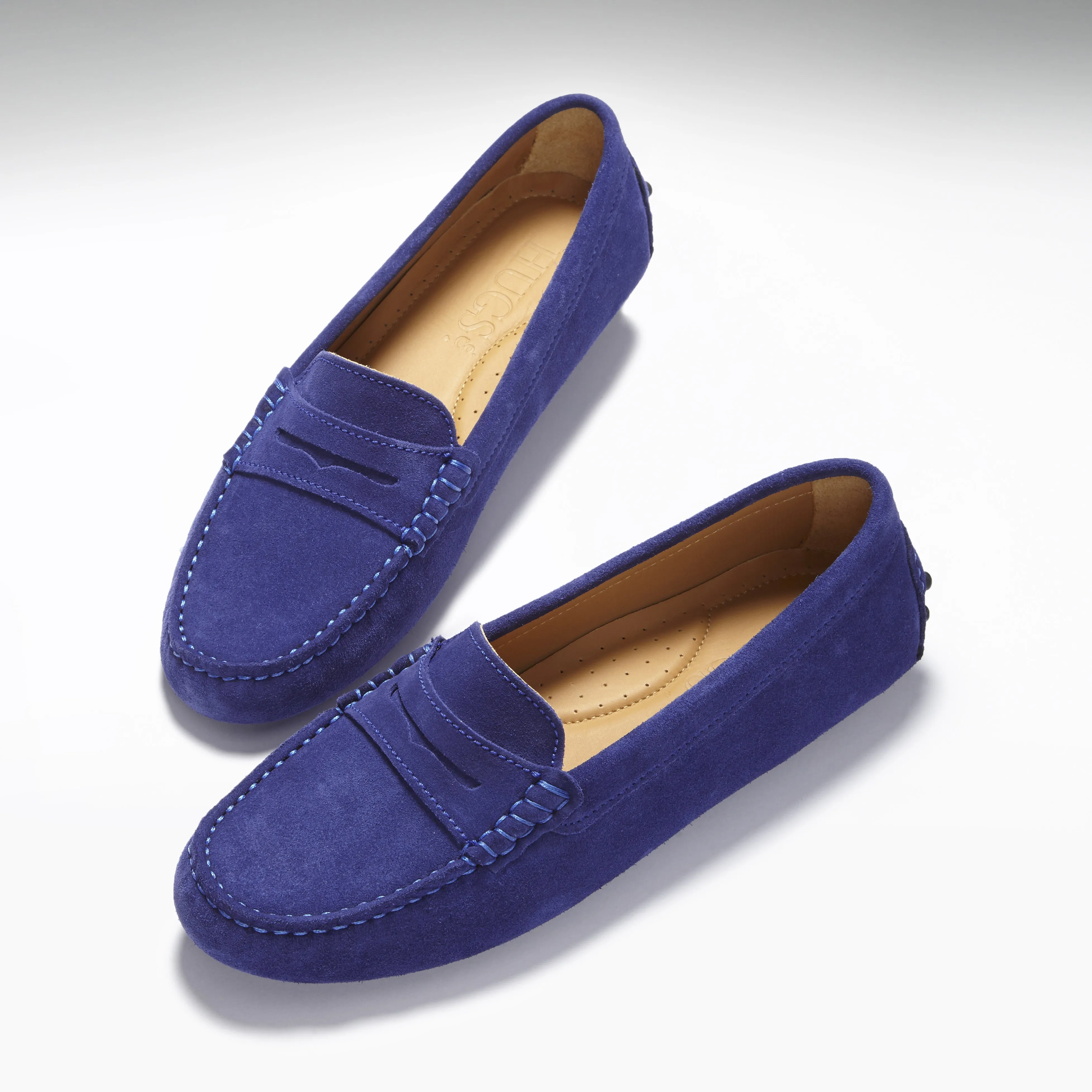 Women's Penny Driving Loafers, ink blue suede Walk Guard Neat Pace