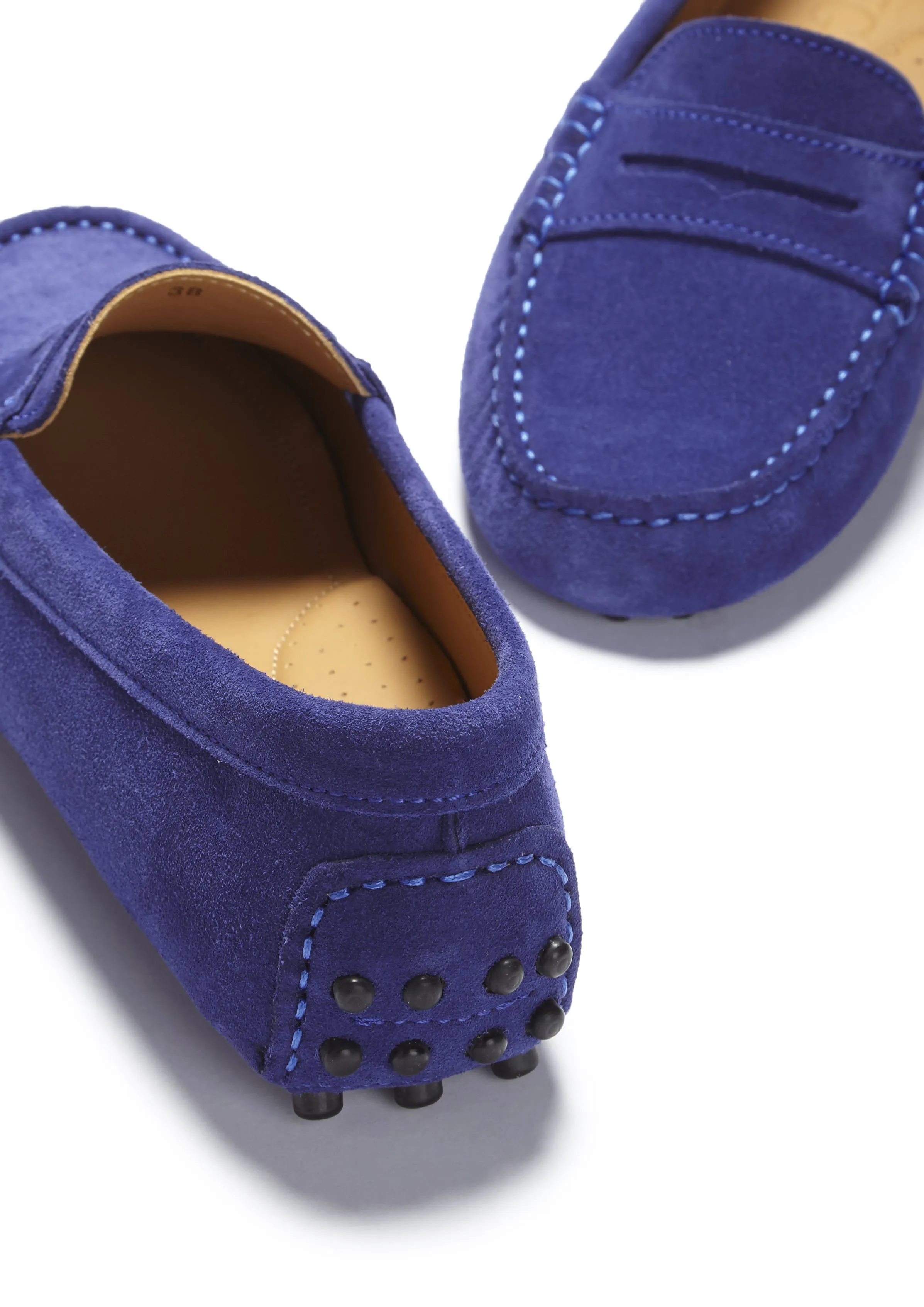 Strong Steps Flexible Comfort Women's Penny Driving Loafers, ink blue suede