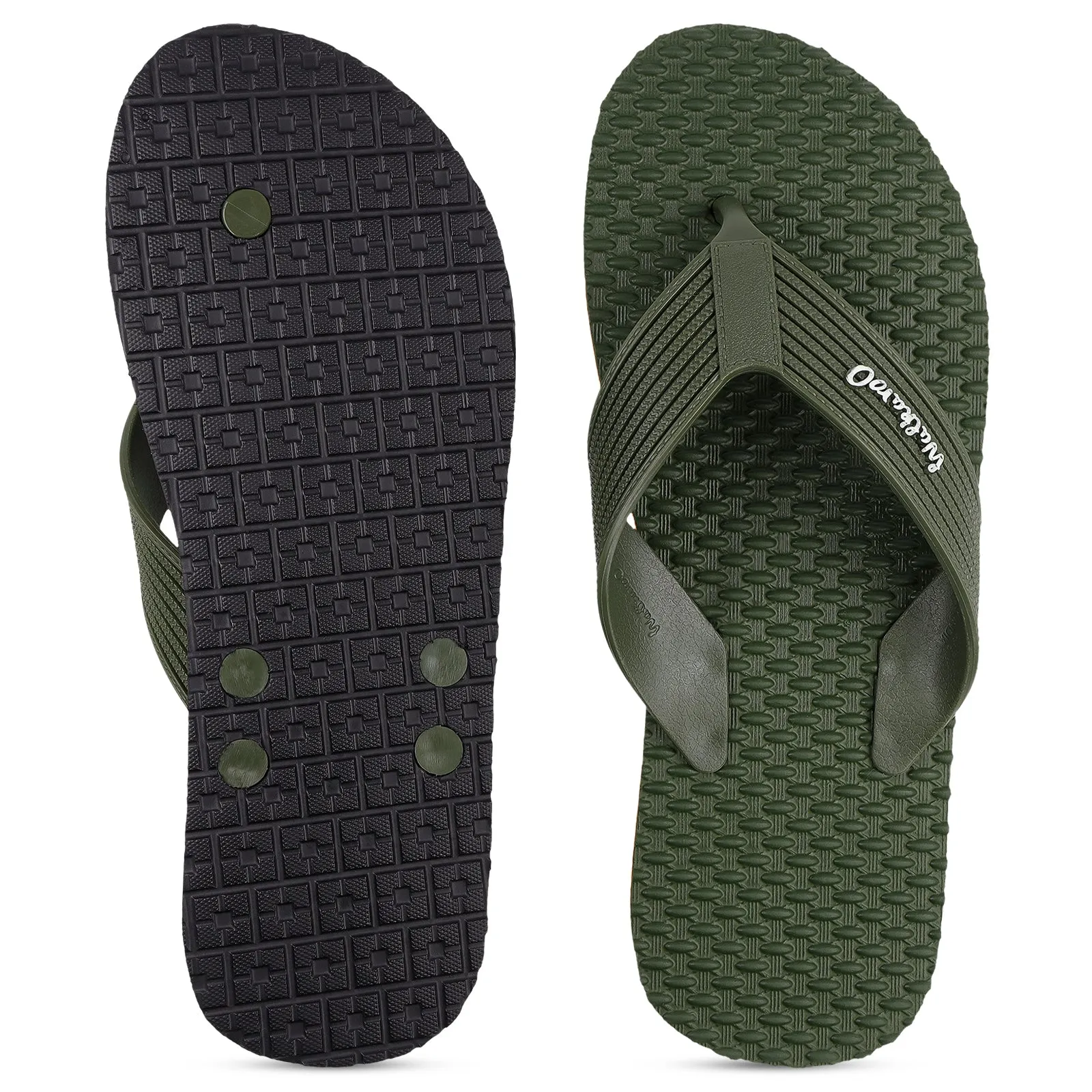 Men's Hawai Slippers - HG193 Olive wedge Weekend Picnic Style
