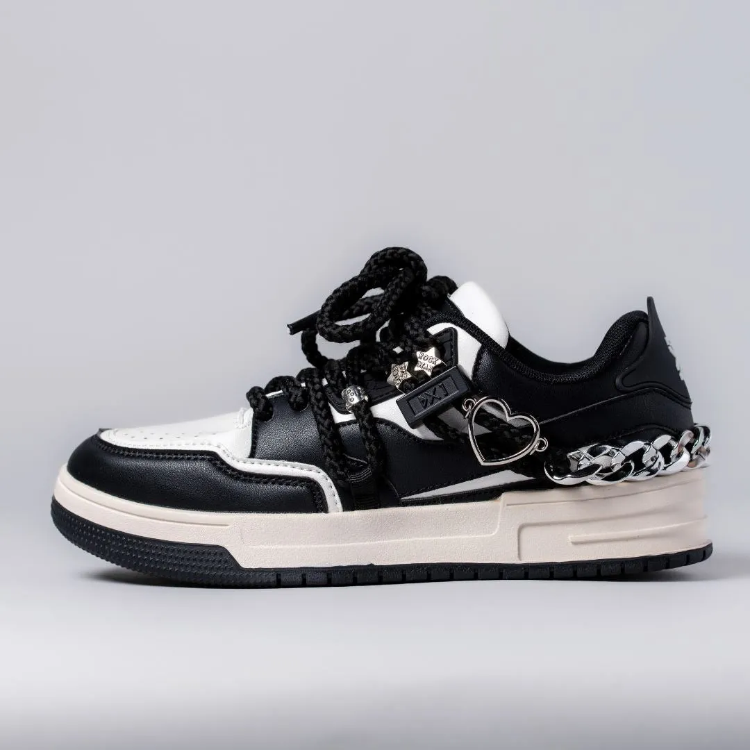 Happy Heart 'n Sole Black Casual Sneakers - Unisex Slide Zone Leather