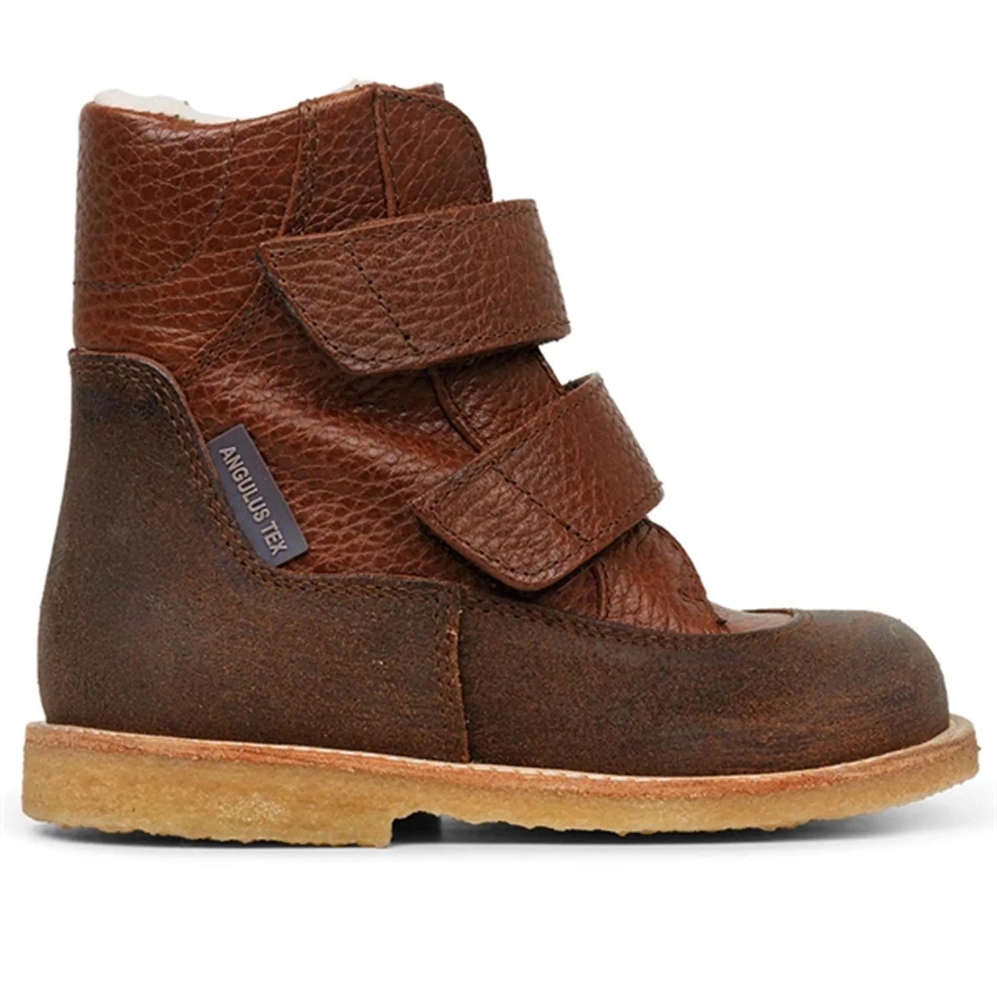 Snow Boots for Women Angulus TEX Boots w. Velcro Dark Brown/Cognac
