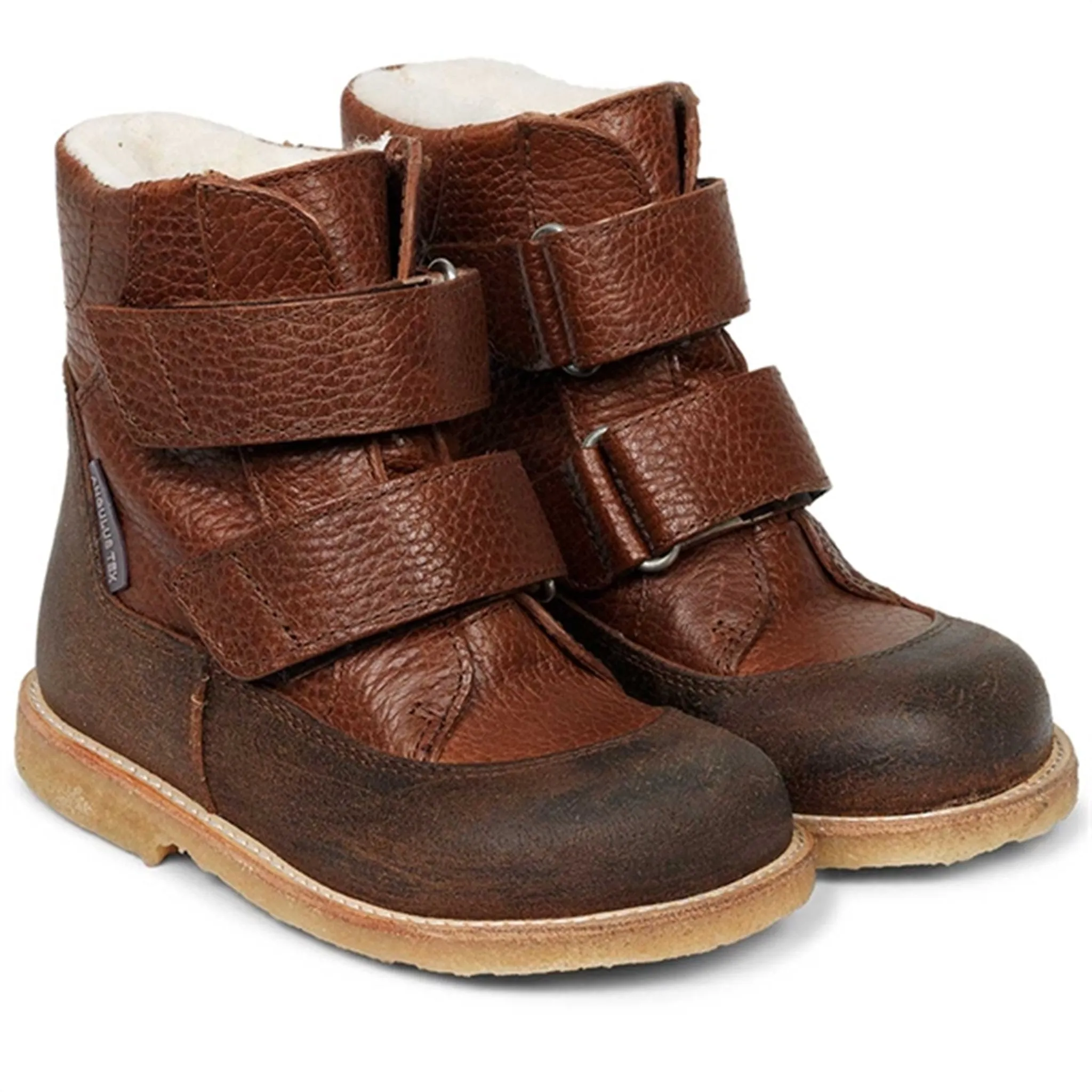 Angulus TEX Boots w. Velcro Dark Brown/Cognac Snow Winter Walking