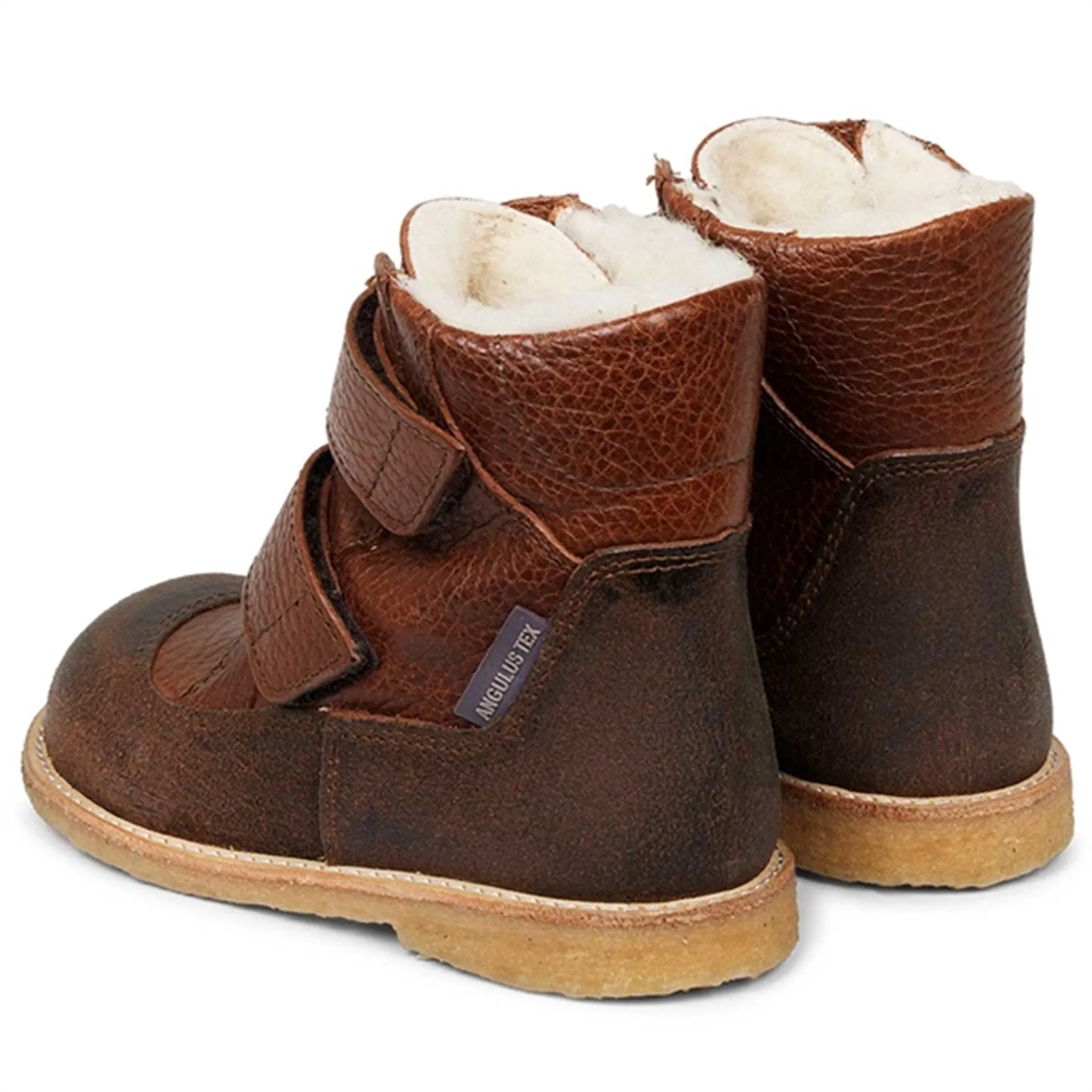 Angulus TEX Boots w. Velcro Dark Brown/Cognac Outdoor Activity