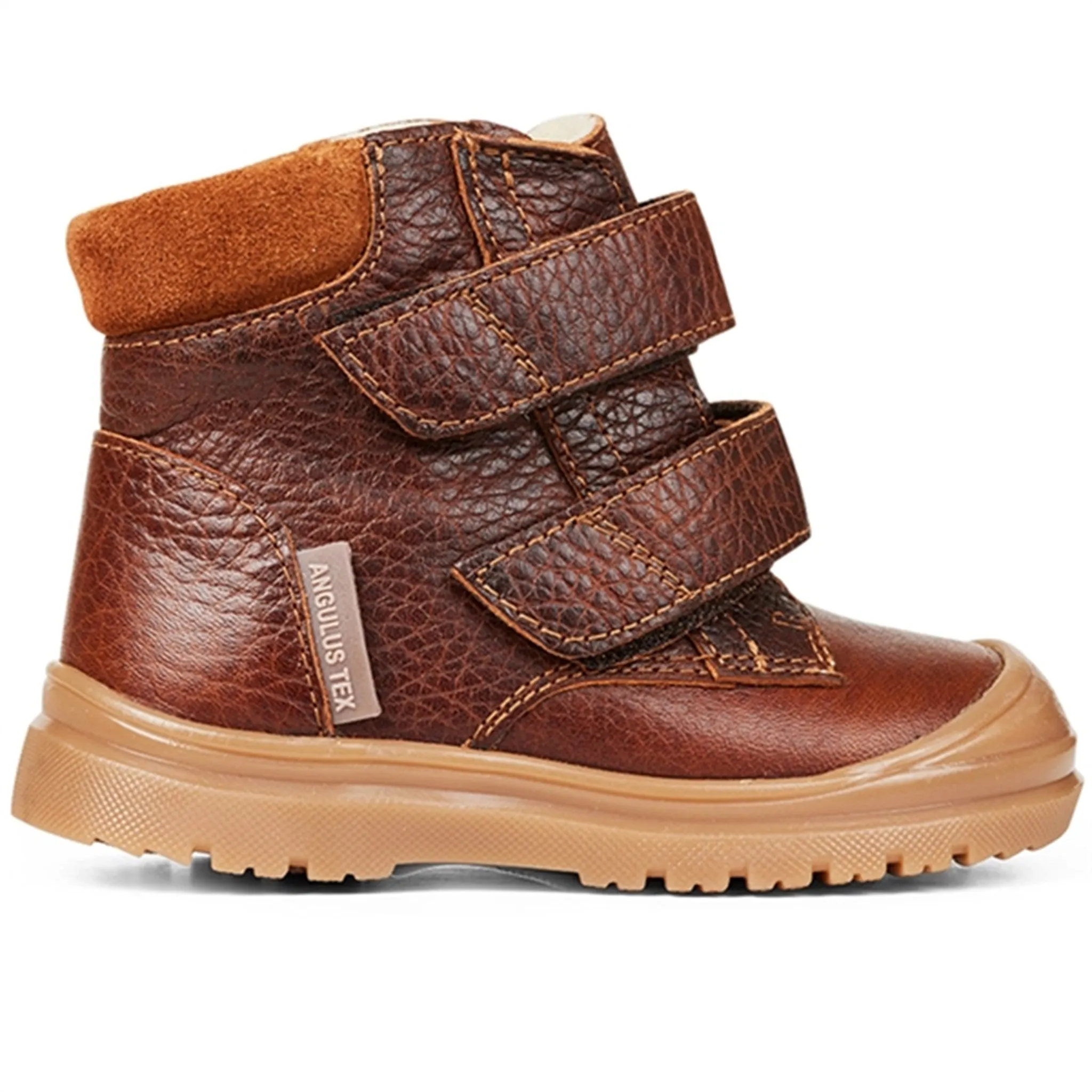 Angulus Starter Tex Boots With Velcro Cognac/Cognac Heavy Terrain Footwear Traction
