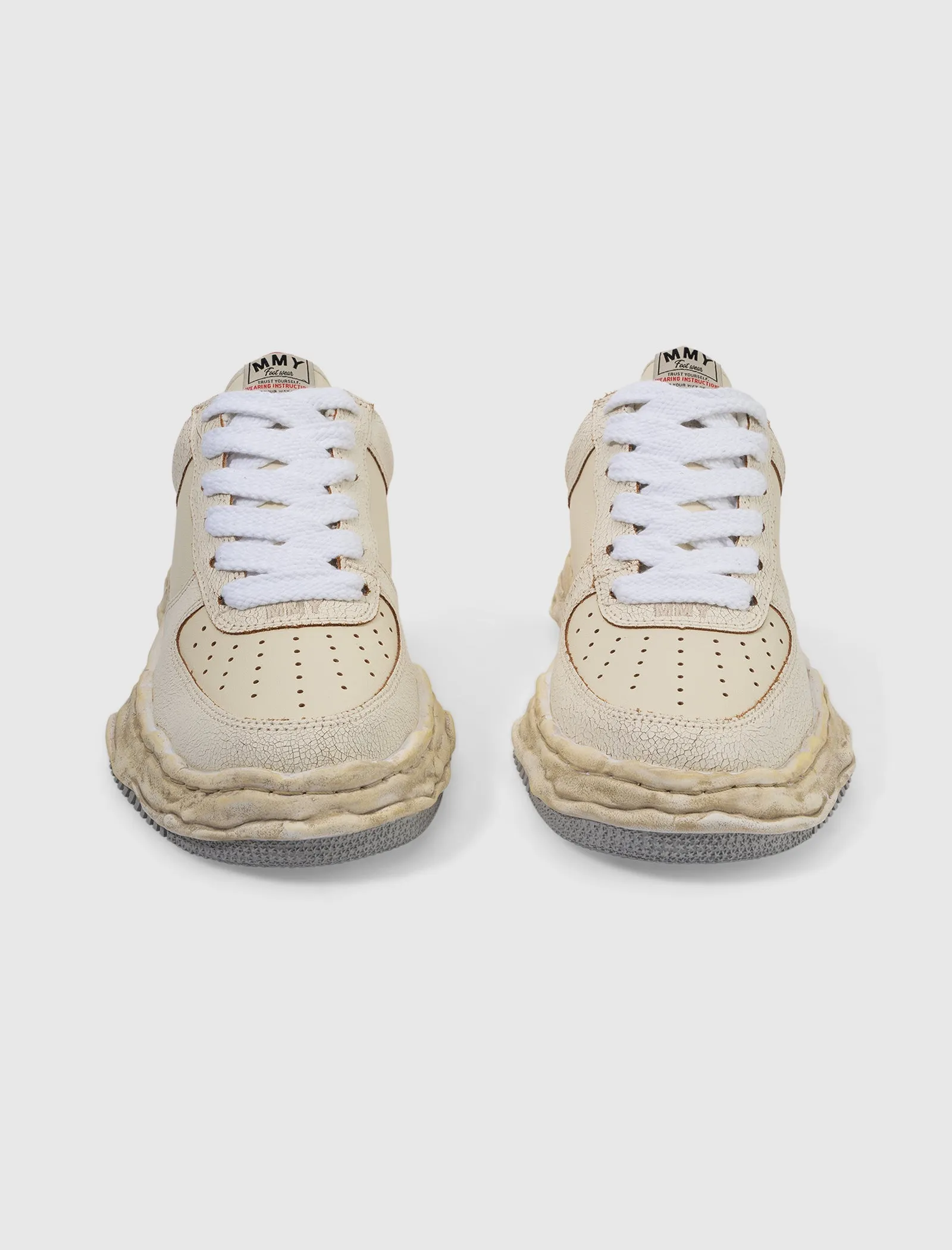 Stride Bold Bright Gold WAYNE LOW TOP CRACKING LEATHER SNEAKERS "WHITE"
