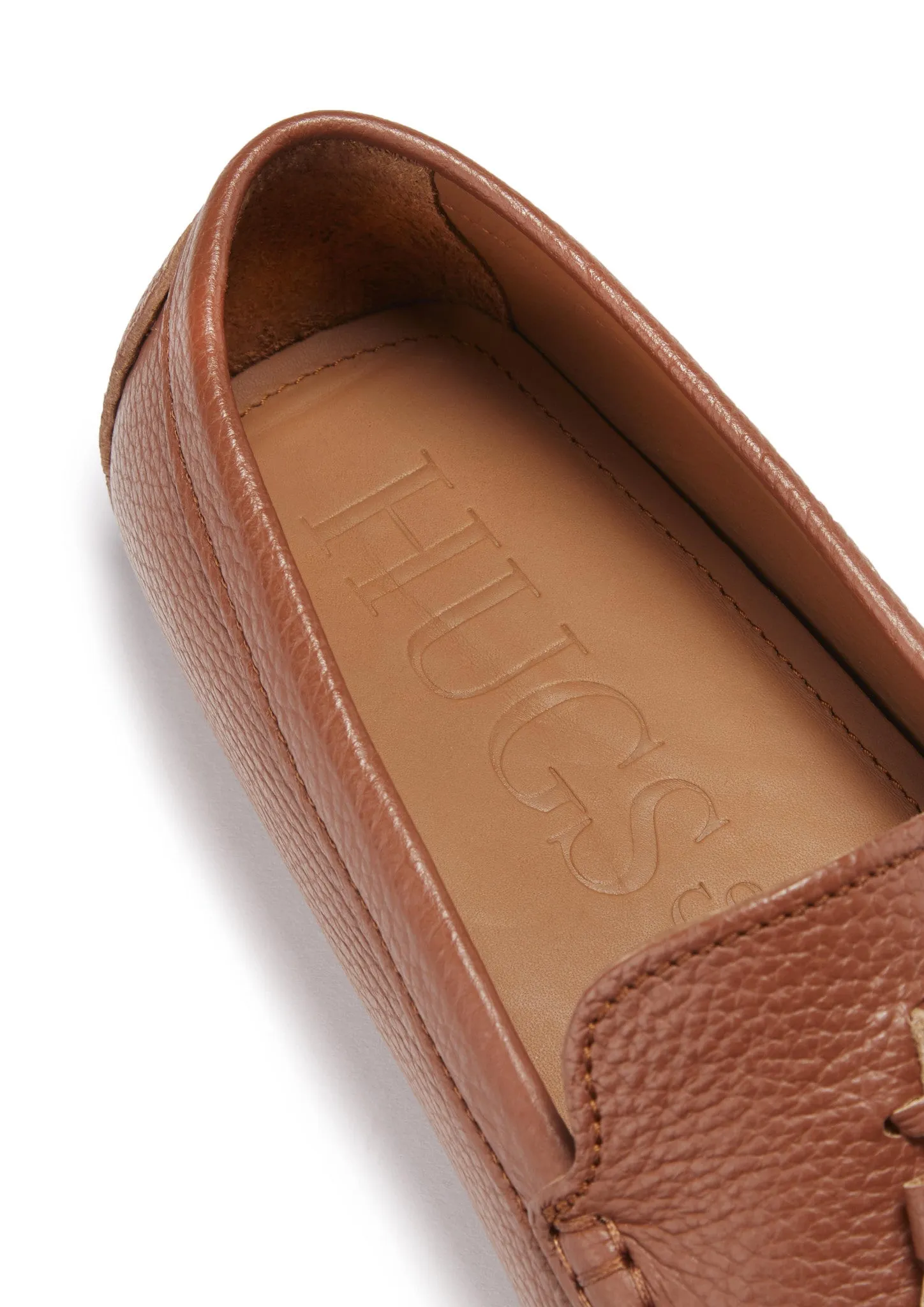 Resort Style Tasselled Driving Loafers, tan grain leather