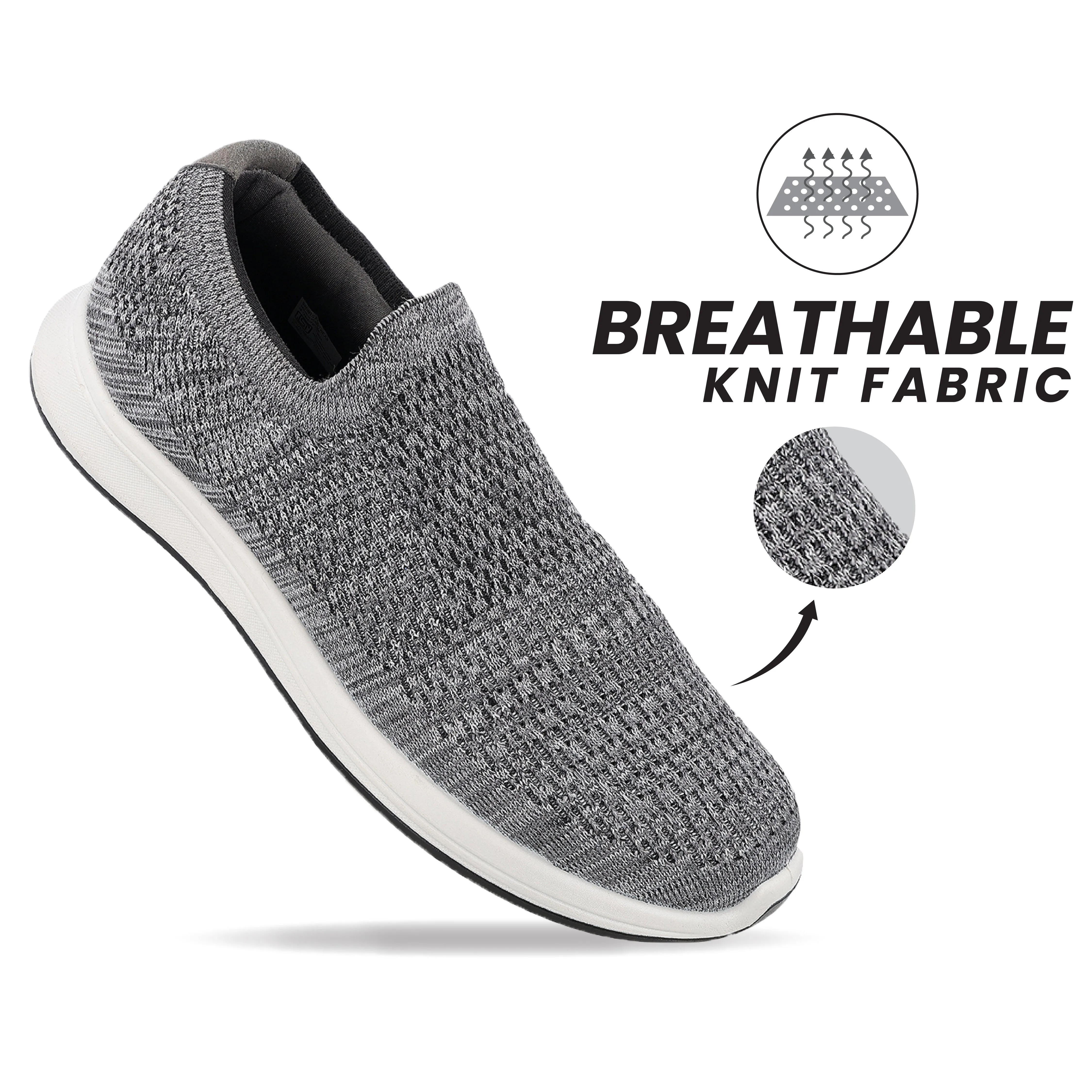 Comfort Walk Fit Foot Comfort Men's Daily Wear - Walking Shoes - WS6094 Light Grey
