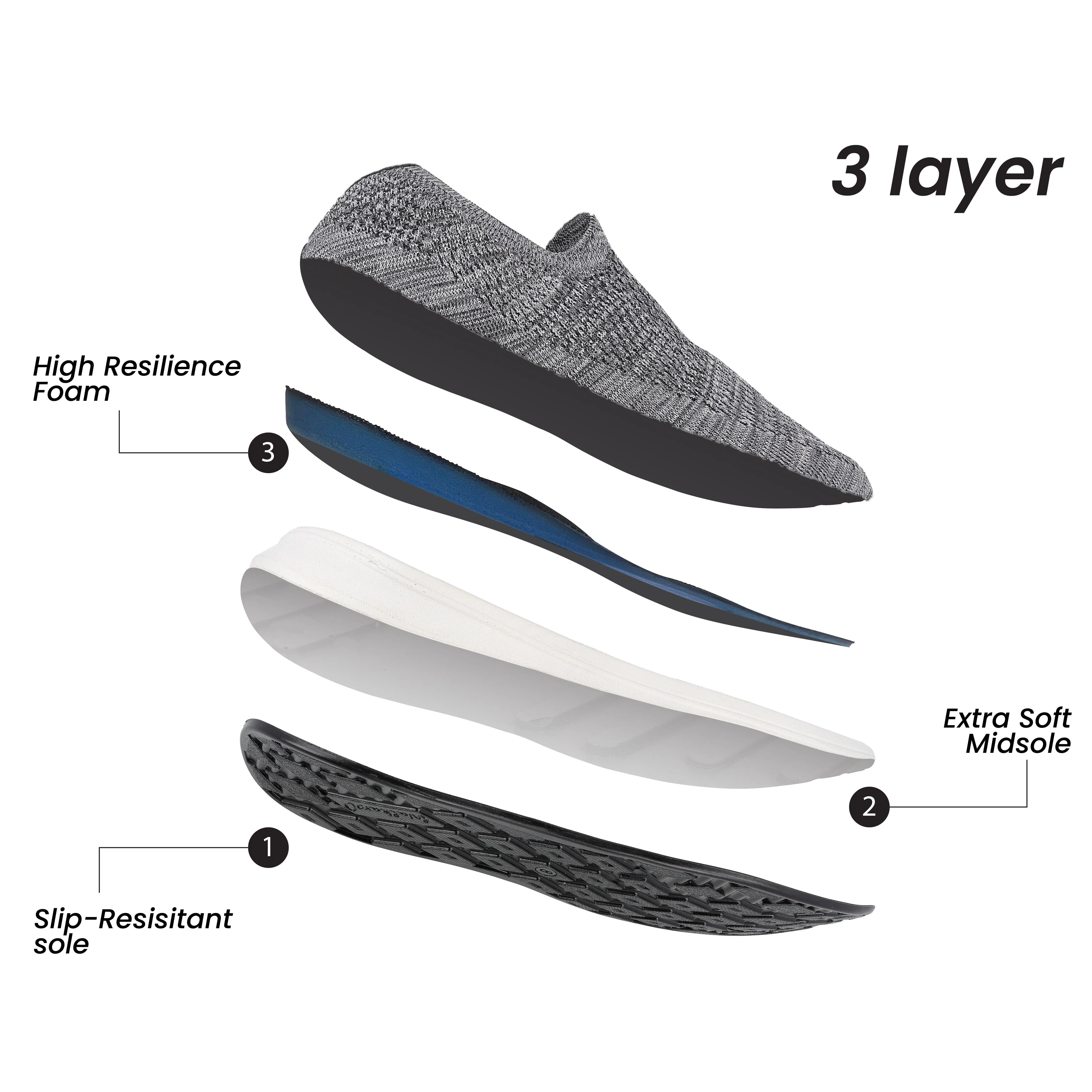Men's Daily Wear - Walking Shoes - WS6094 Light Grey Footwear Comfort Flexible Ease