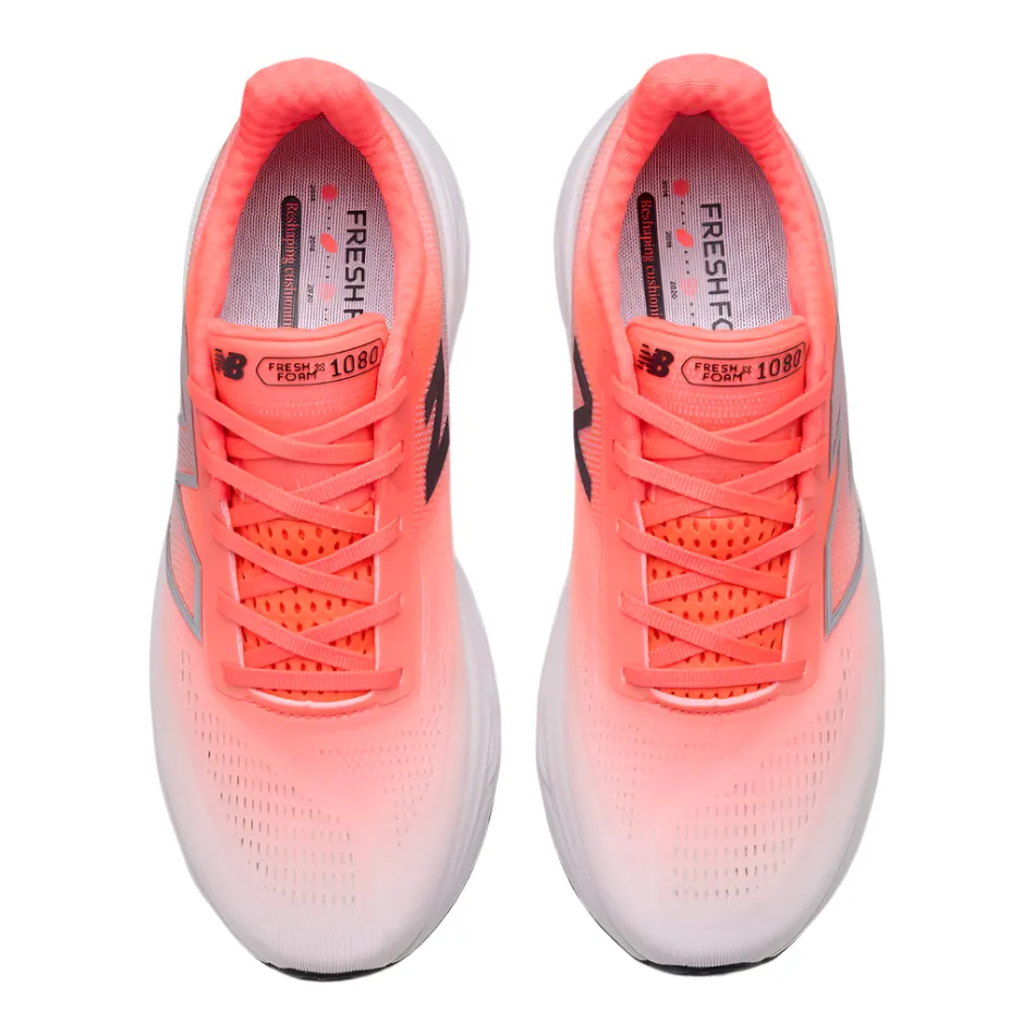 EvaMidsole shock - dispersing New Balance Men's 1080 V14 2E Wide Fitting Running Shoes in Urgent Red/Rain Cloud/BlackAW25