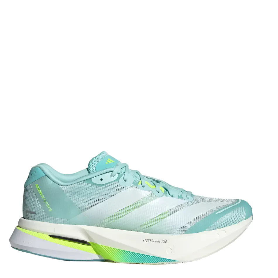 high - traction sole globally - sourced Adidas Women's Boston 13 Running Shoes in Semi Flash Aqua/Zero Metalic/Lucid Lemon AW25