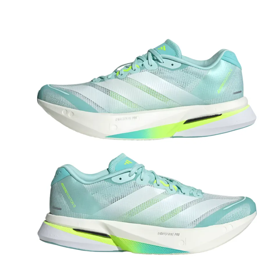 Adidas Women's Boston 13 Running Shoes in Semi Flash Aqua/Zero Metalic/Lucid Lemon AW25 rural running