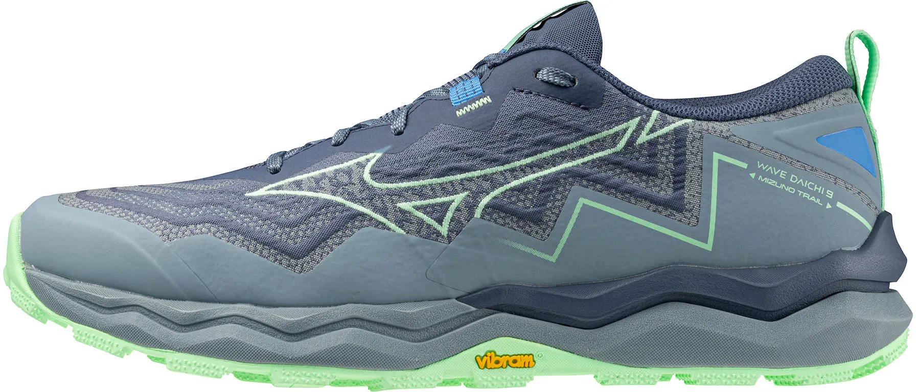 Mizuno Wave Daichi 9 Mens Trail Running Shoes - Blue Padded Comfort Cold Weather Street Glow
