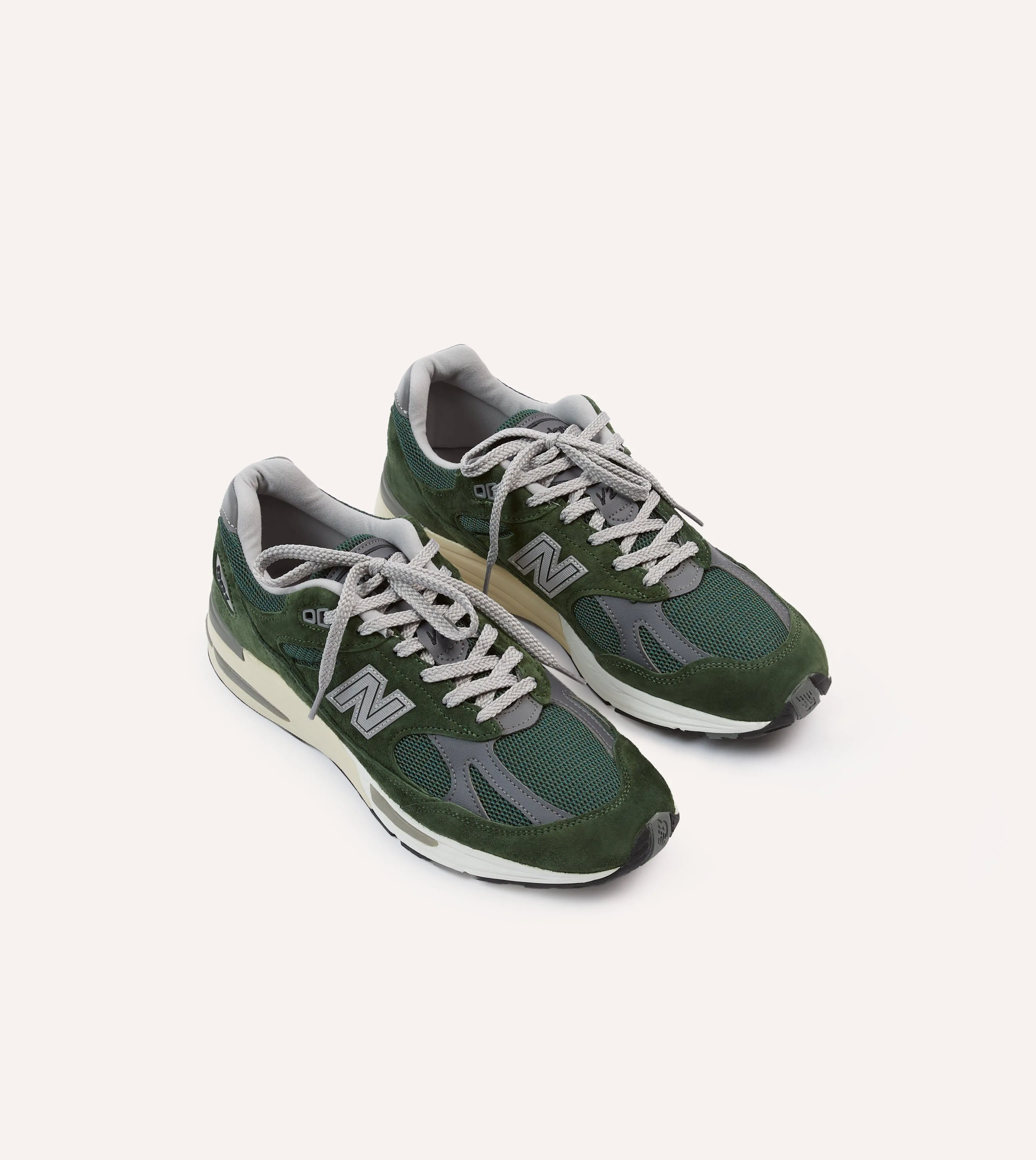 Peak Step Reinforced New Balance Kombu Green Made in UK 991v2 Trainers