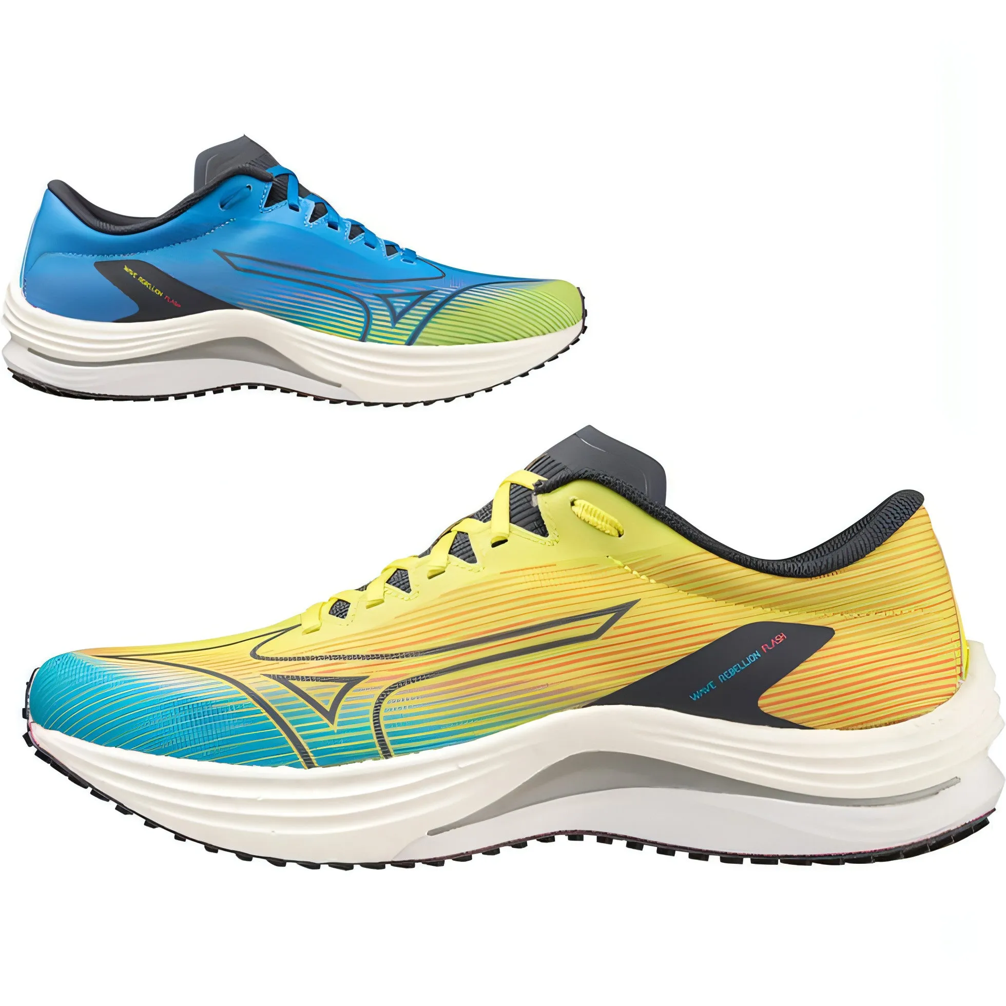 Flexibility Color Pop Mizuno Wave Rebellion Flash Mens Running Shoes - Yellow