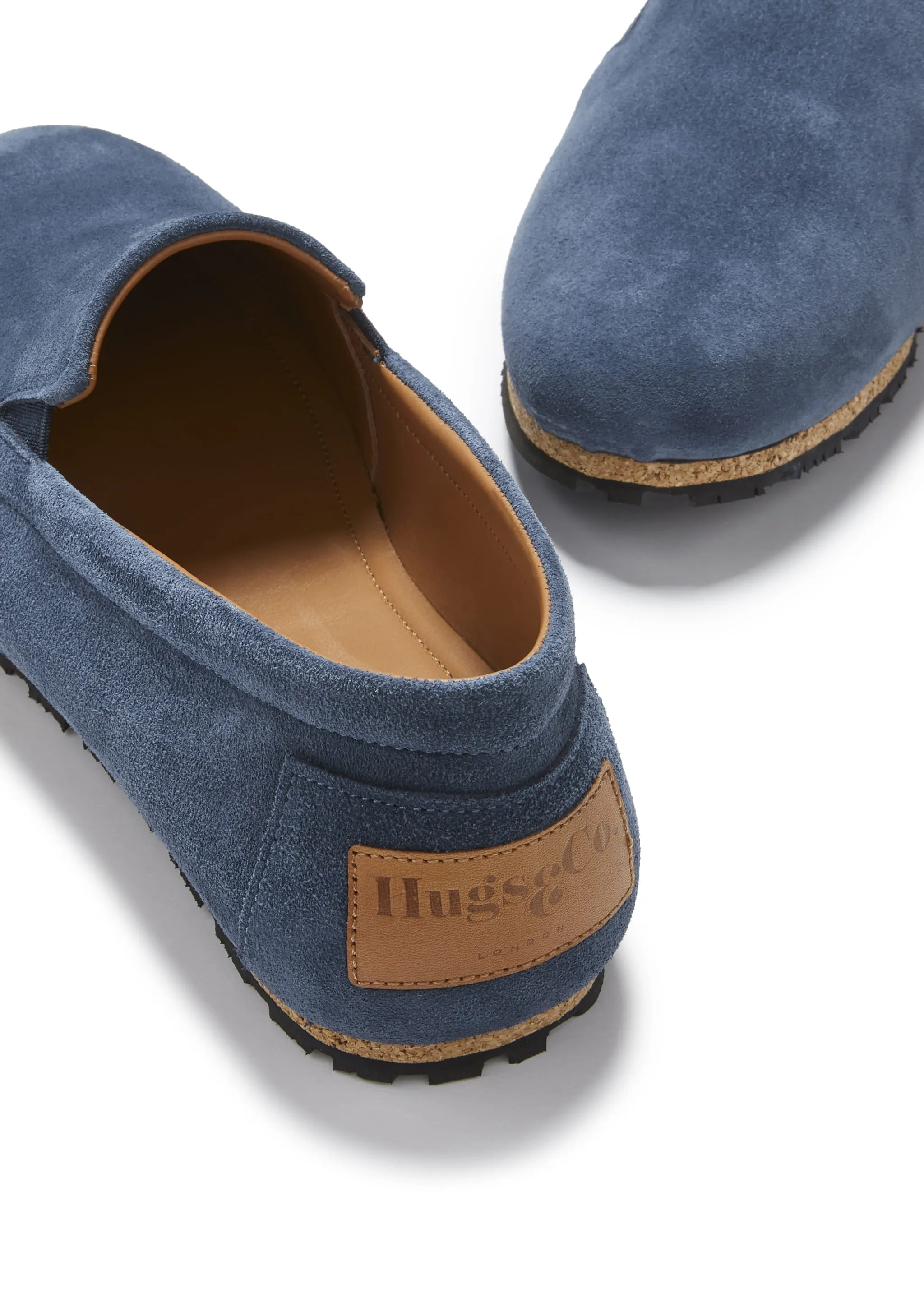 Tyre Sole Espadrilles, denim blue suede Grip Sole Anti Bacterial