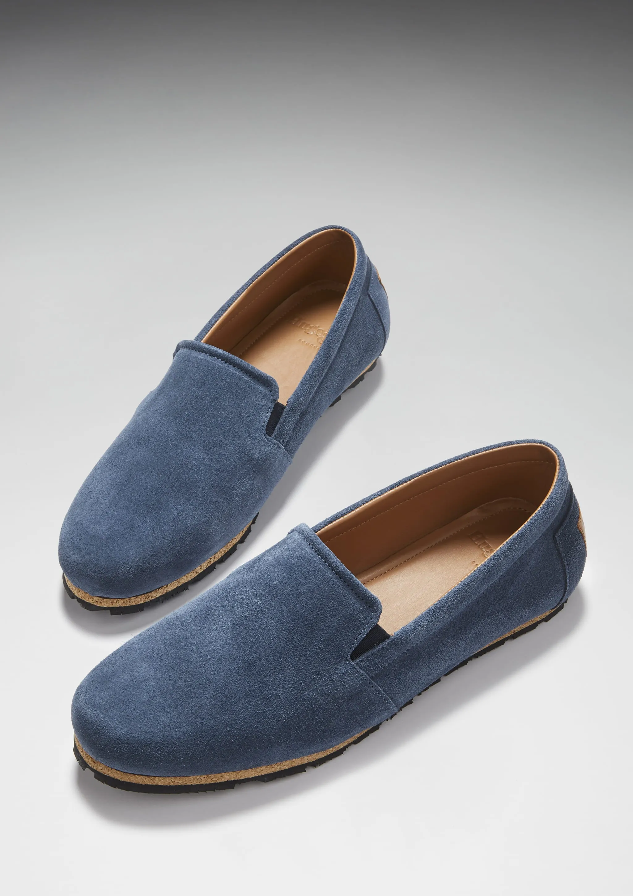 Tyre Sole Espadrilles, denim blue suede Wedge Heel