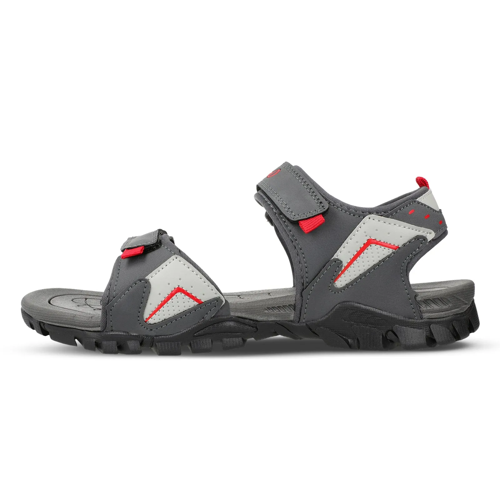 Walkaroo Men Strappy Floater Sandals  - WC4362 Grey Red Cool Sandals Vacation Fit