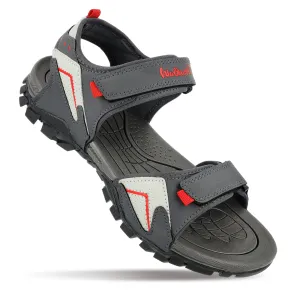 Sporty Walkaroo Men Strappy Floater Sandals  - WC4362 Grey Red
