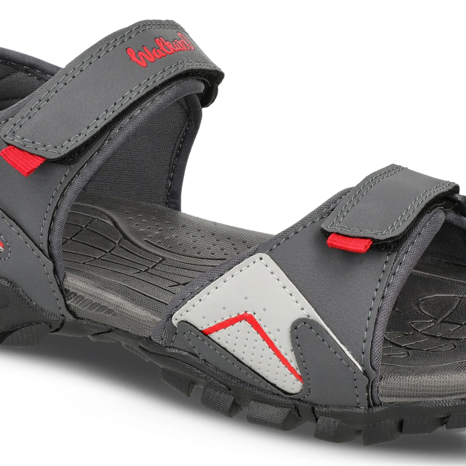 Elegant Shoes Beach Mode Walkaroo Men Strappy Floater Sandals  - WC4362 Grey Red